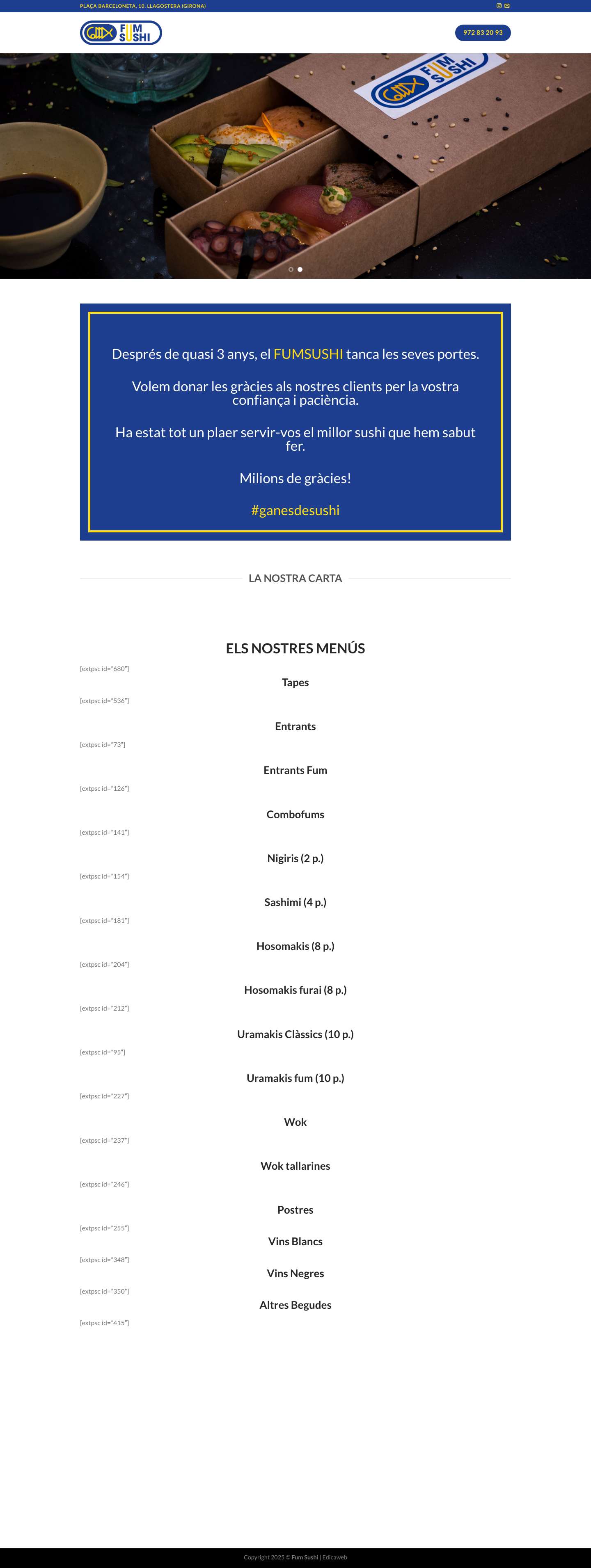 Fum Sushi – Restaurant de Sushi de Llagostera - Full Screenshot