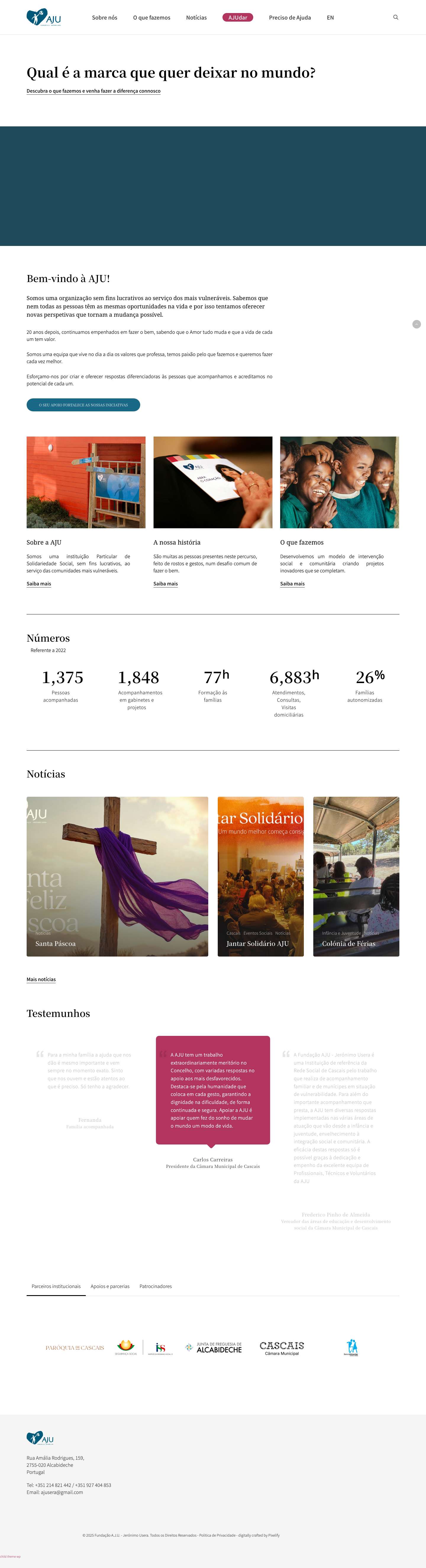 Homepage aju - Fundação A.J.U. - Jerónimo Usera - Full Screenshot