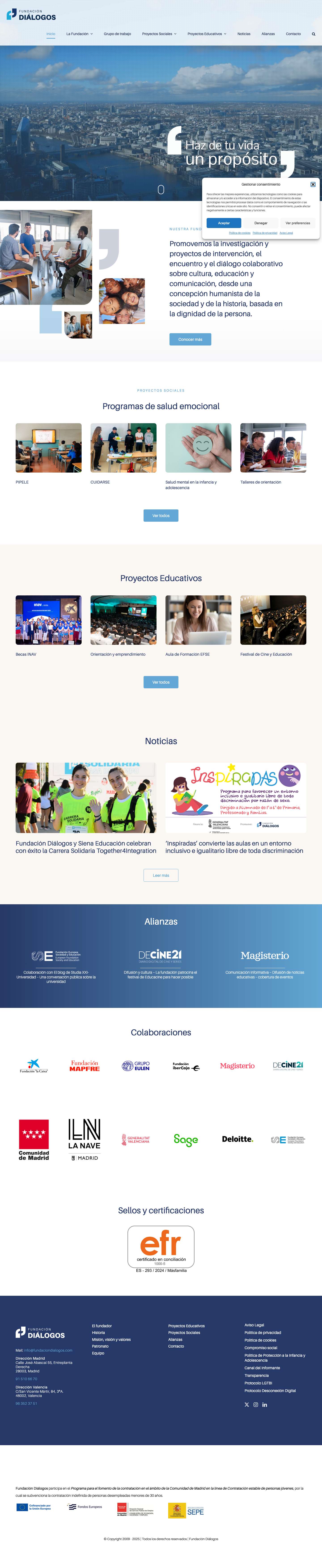 Fundación Diálogos – Fomento, promoción y desarrollo de actividades culturales, artísticas, educativas y de formación de los jóvenes. - Full Screenshot