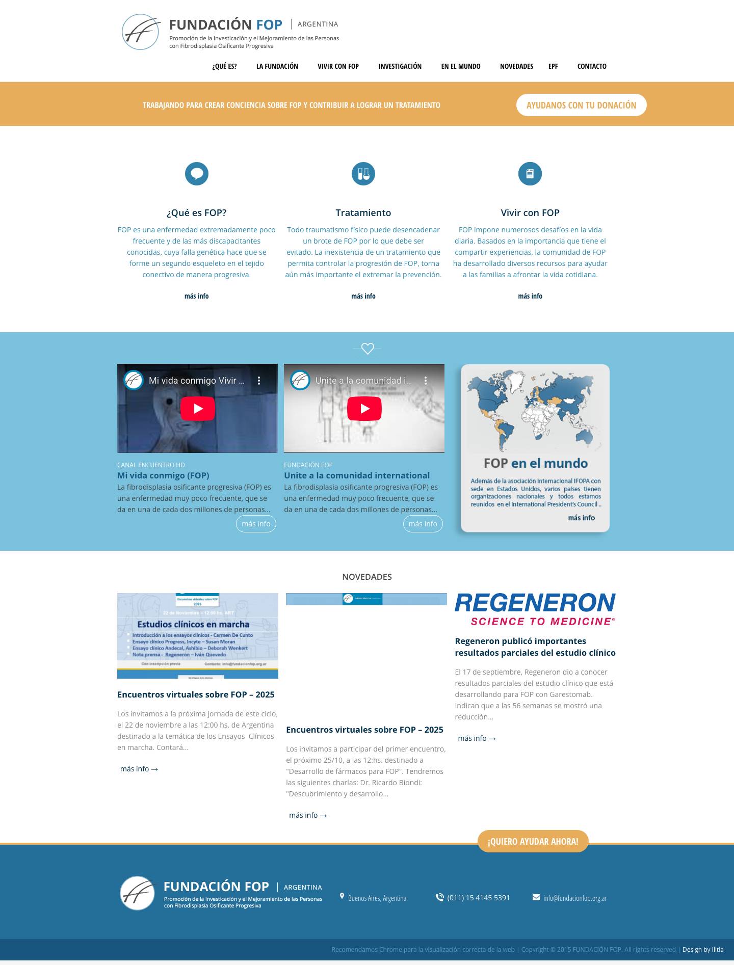 Fundación FOP – Trabajando para crear conciencia sobre FOP y contribuir a lograr un tratamiento - Full Screenshot