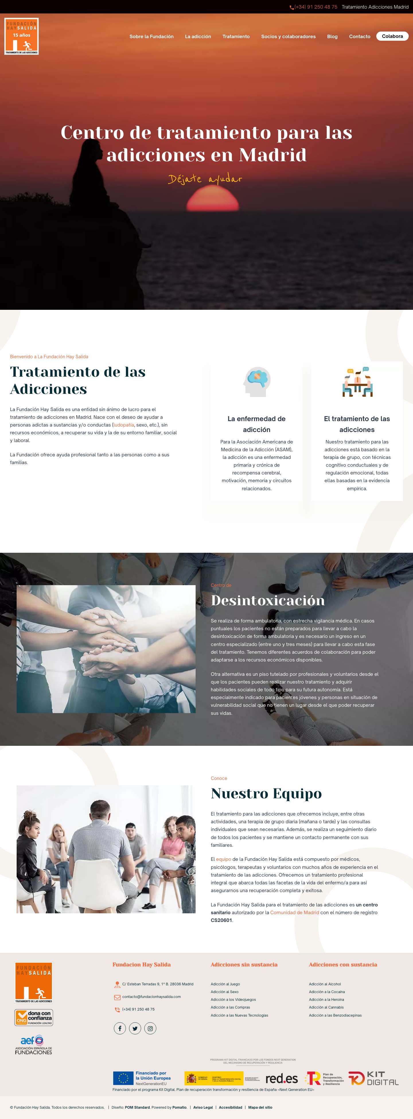 Centro Tratamiento Adicciones Madrid | Fundación Hay Salida - Full Screenshot