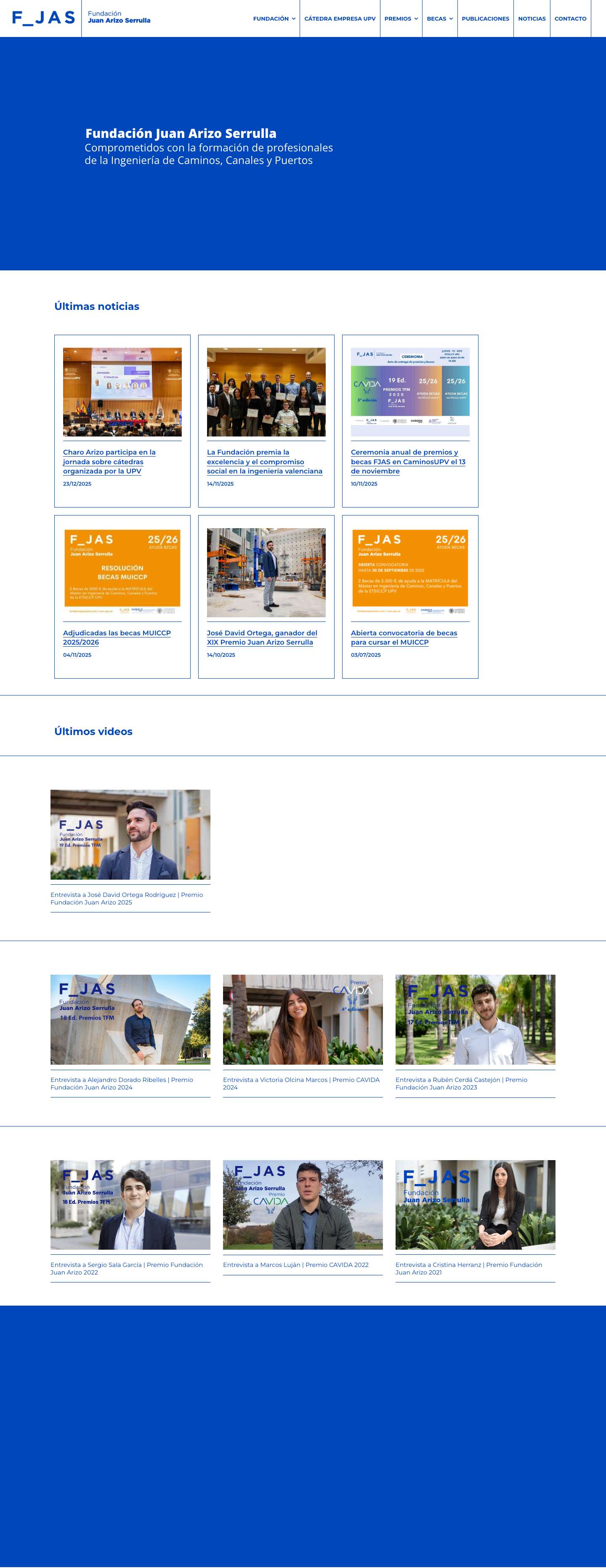 Inicio - Fundación Juan Arizo - Full Screenshot