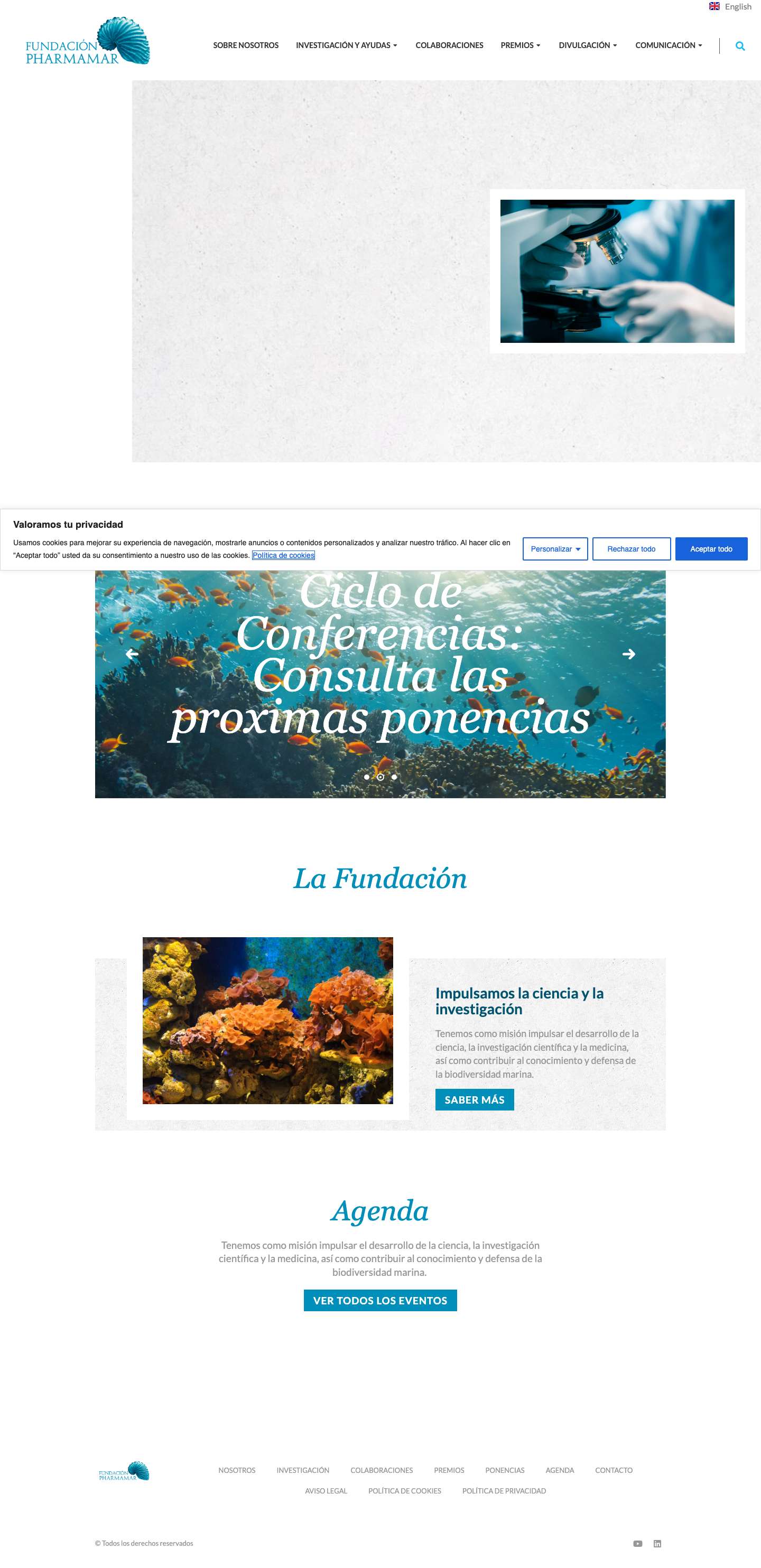 Bienvenidos a la Fundación Pharmamar - Fundación PharmaMar - Full Screenshot