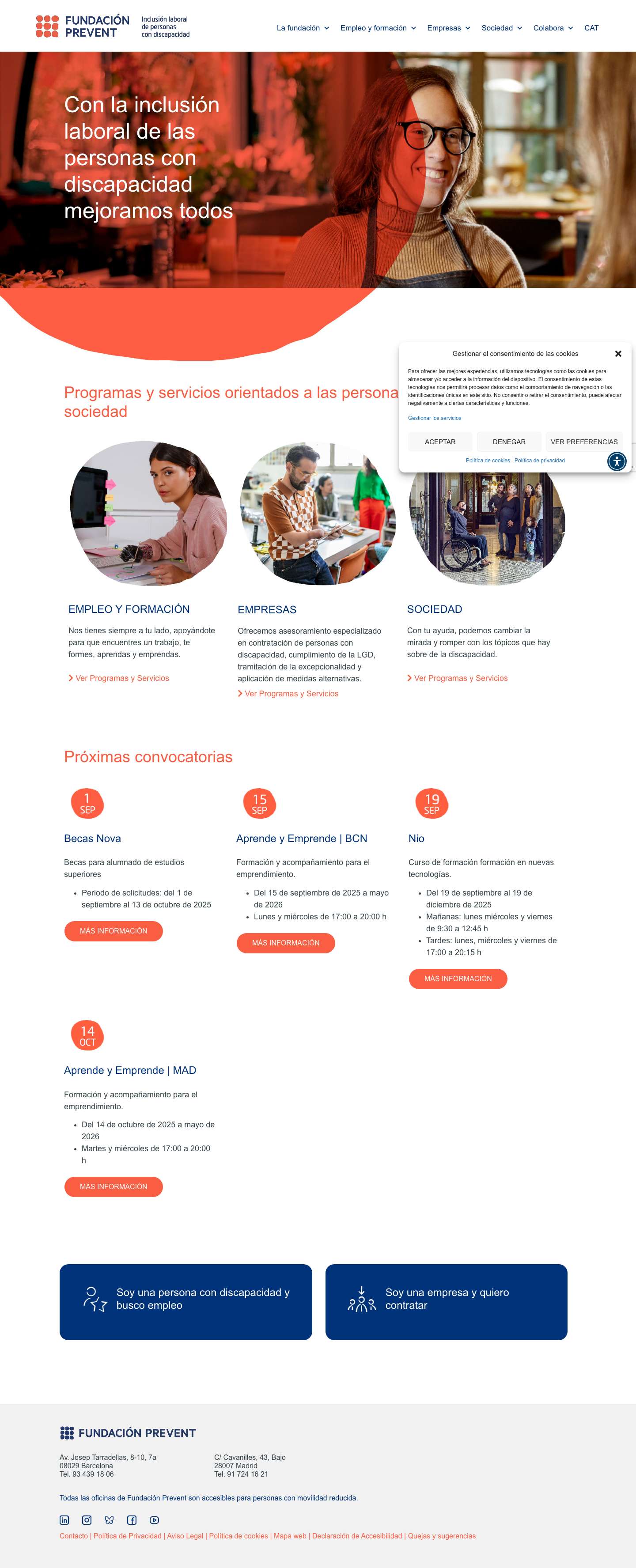 Con la inclusión laboral de las personas con discapacidad mejoramos todos - Fundación Prevent - Full Screenshot