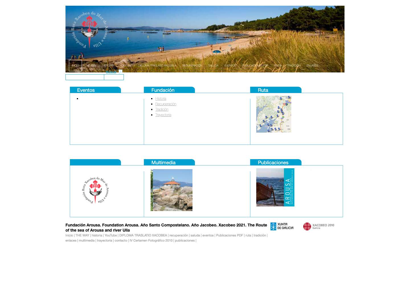 Fundación Arousa. Foundation Arousa. Año Santo Compostelano. Año Jacobeo. Xacobeo 2021. The Route of the sea of Arousa and river Ulla | Fundación “Ruta Xacobea do Mar de Arousa e Ulla” - Full Screenshot