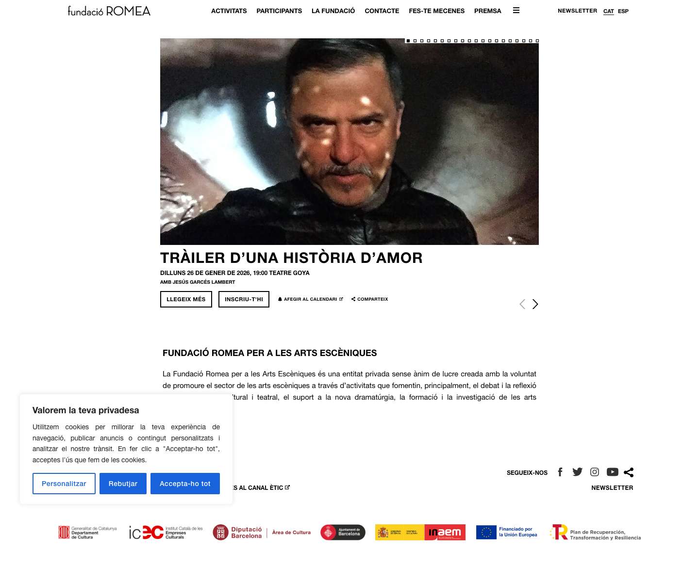 Fundació Romea per a les Arts Escèniquesburger-menu-close - Full Screenshot