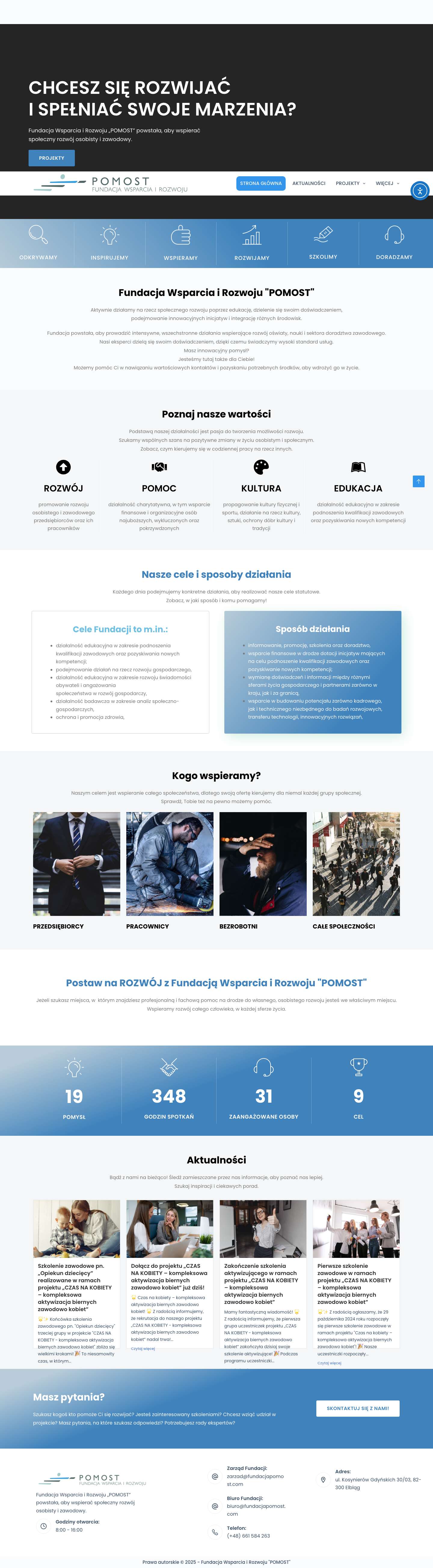 Strona główna : Fundacja Wsparcia i Rozwoju "POMOST" - Full Screenshot