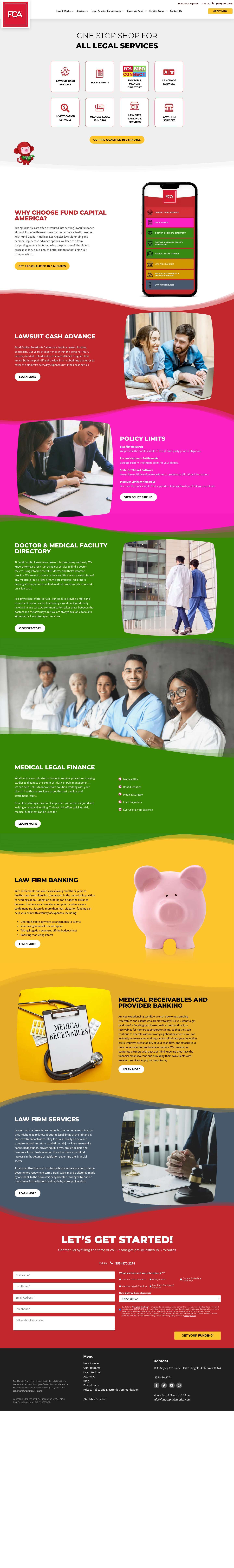 Legal Funding and Lawsuit Cash Advance | FCA - Full Screenshot