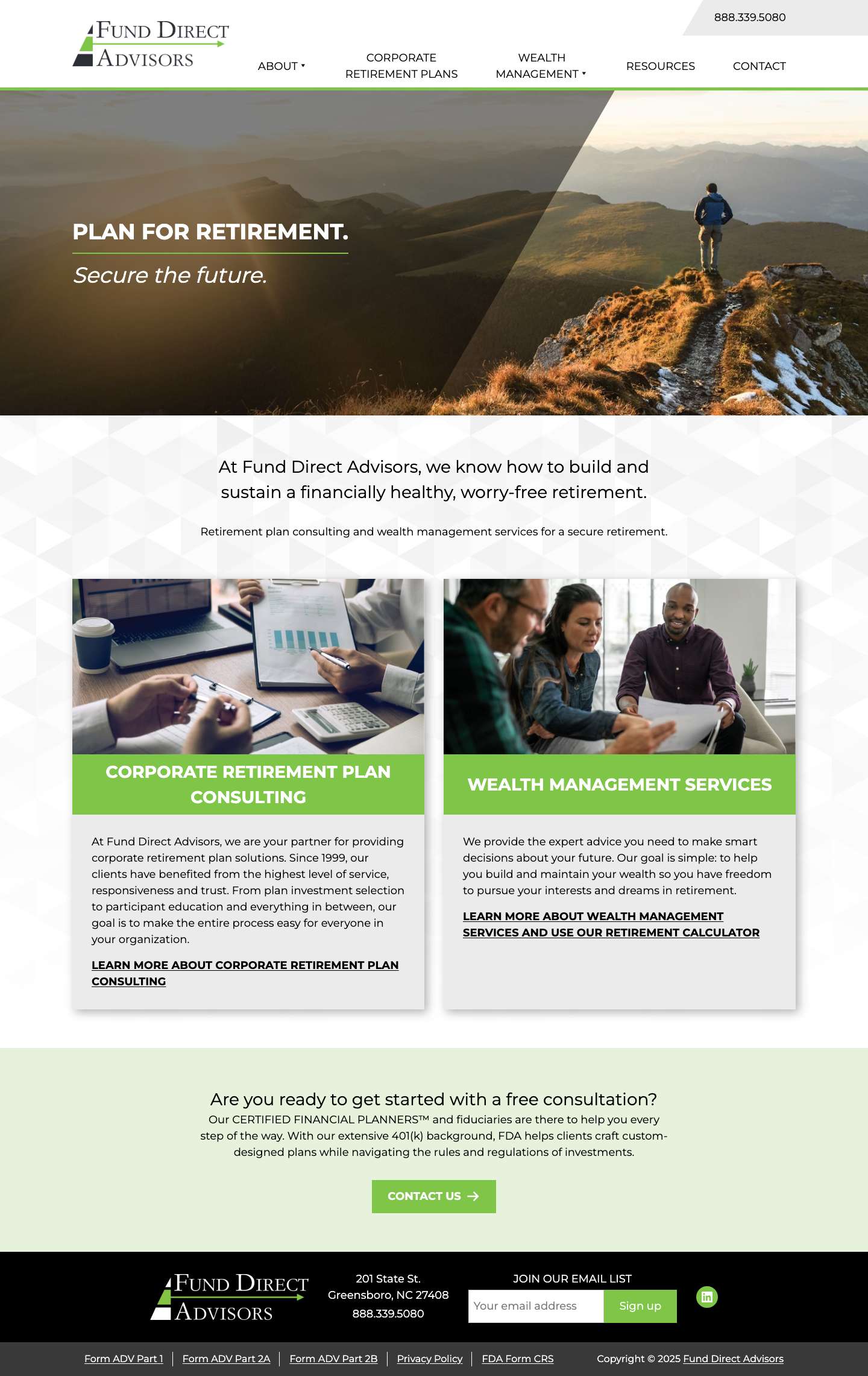 Fund Direct Advisors | Retirement Plan Consulting & Wealth Management - Full Screenshot