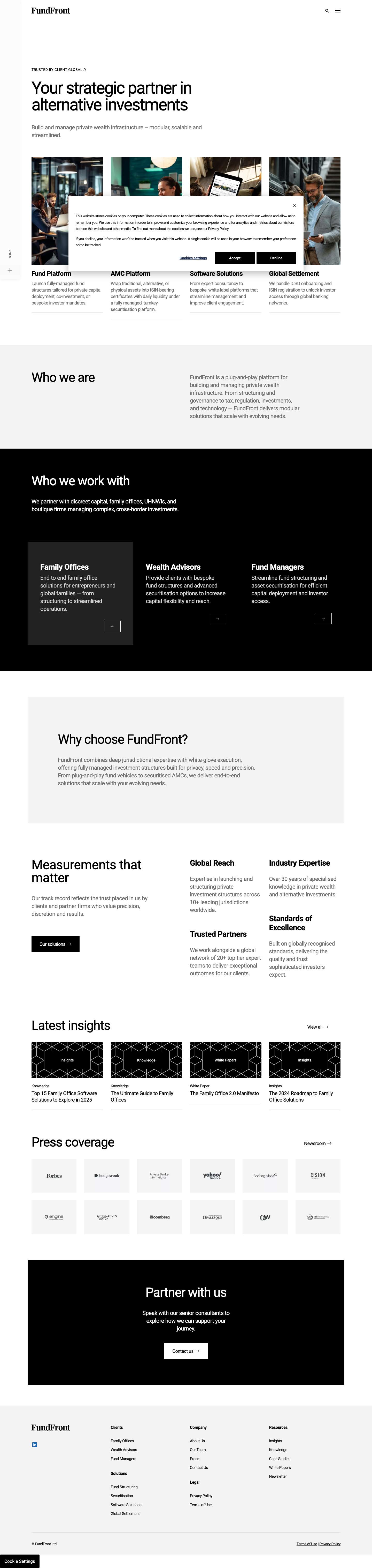 Alternative Investment Services - FundFront - Full Screenshot
