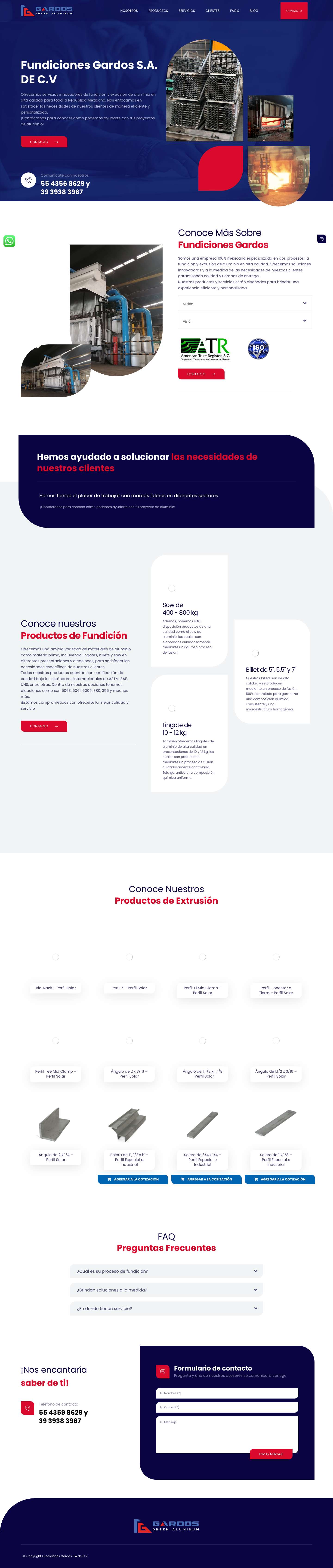 Fundiciones Gardos - Fundición y Extrusión de Aluminio en México - Full Screenshot