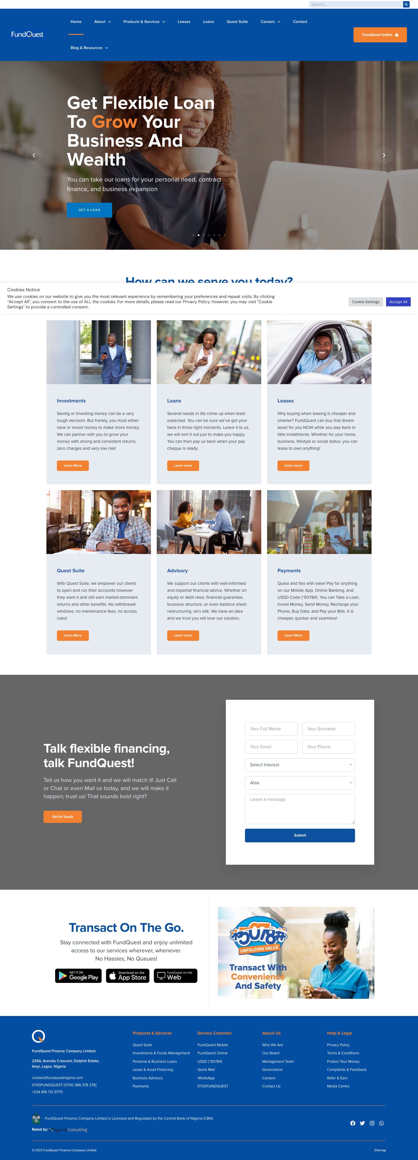 FundQuest - Investments, Loans, Leases, Business AdvisoryWhatsApp - Full Screenshot