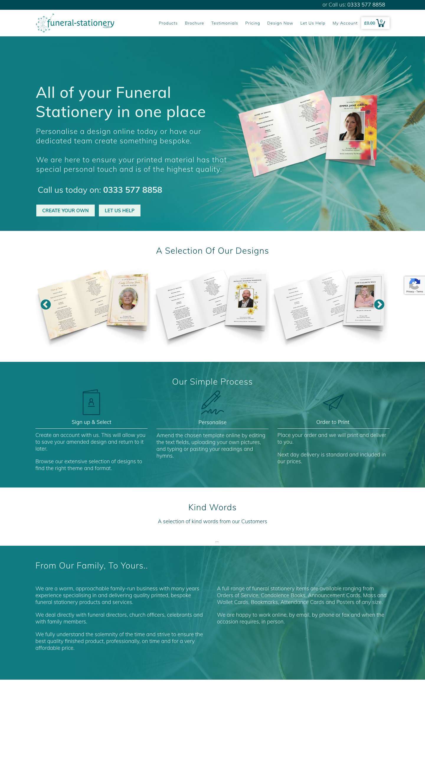 Funeral Stationery | Let Us Help - Full Screenshot