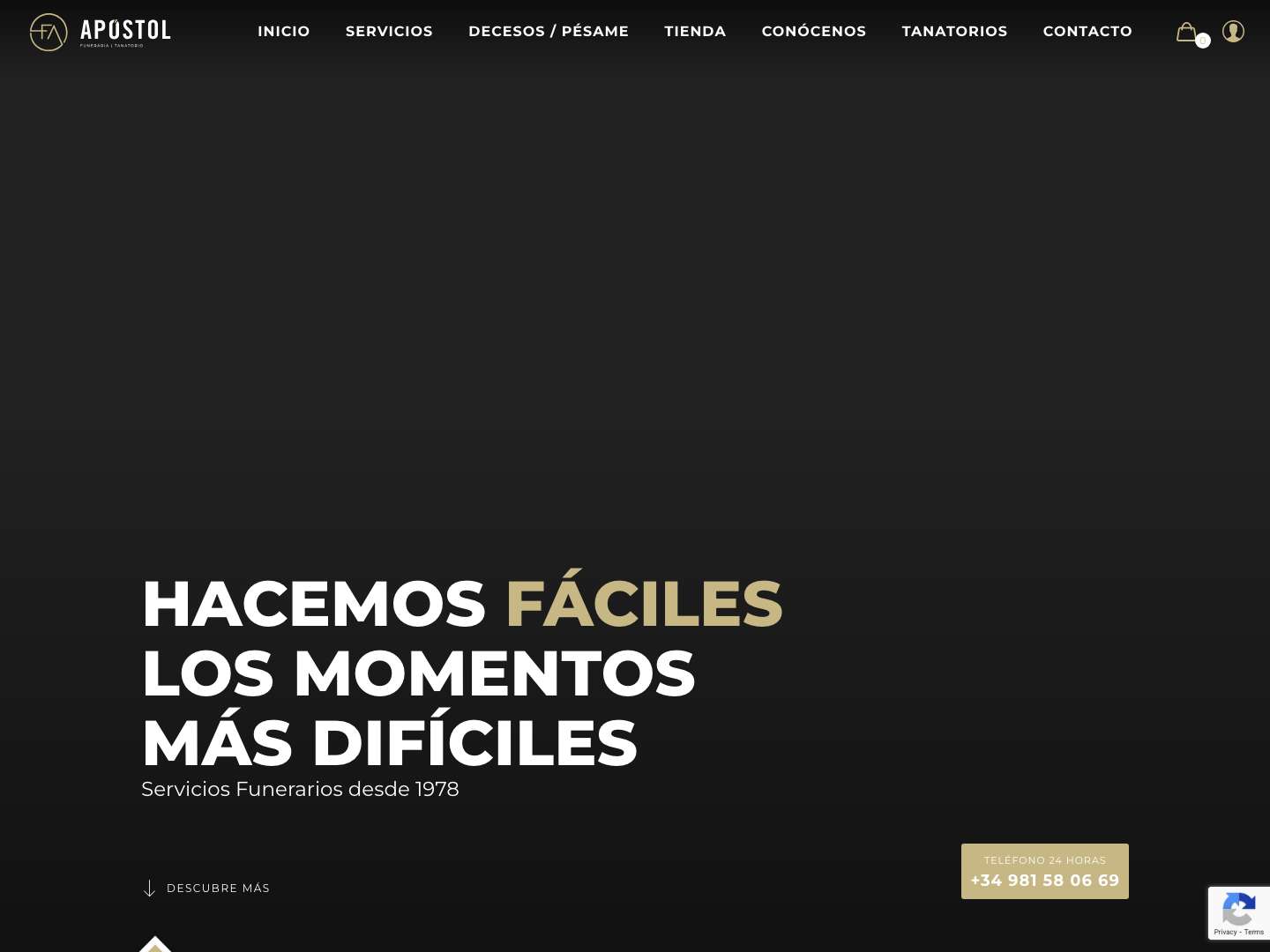 Funeraria Apostol Santiago - Servicios funerarios en Galicia - Full Screenshot