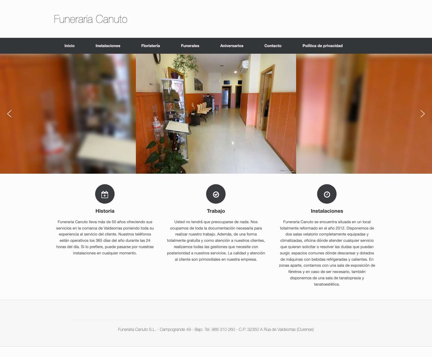 Inicio - Funeraria Canuto - Full Screenshot