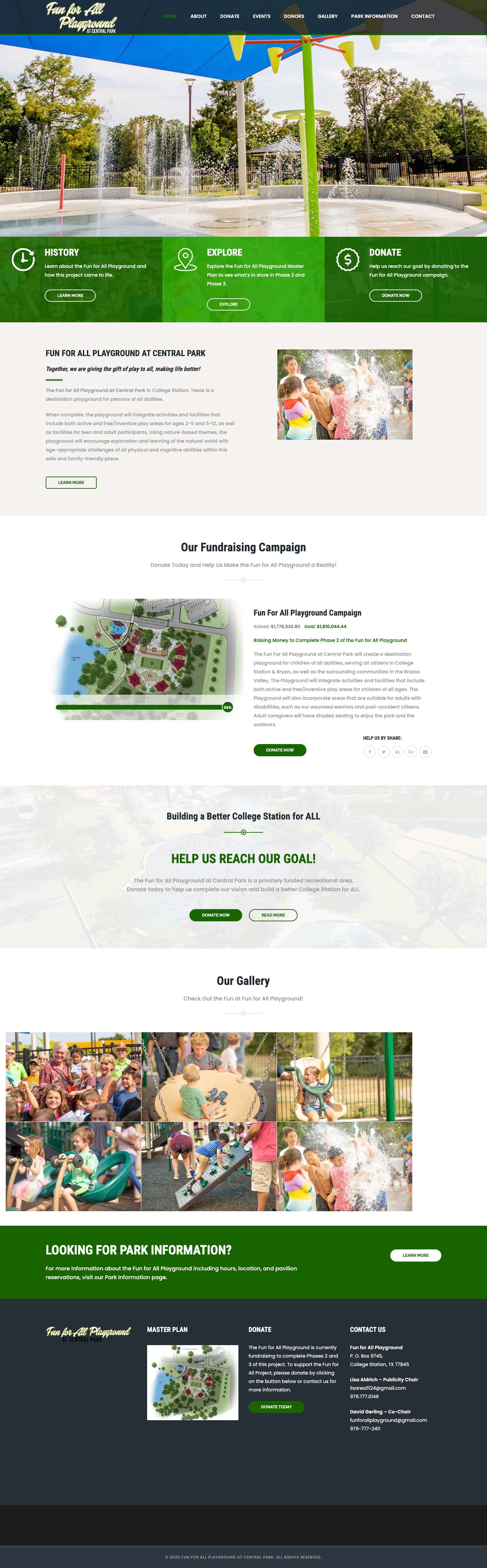 Home - Fun For All Playground at Central Park - College Station, Texas - Full Screenshot