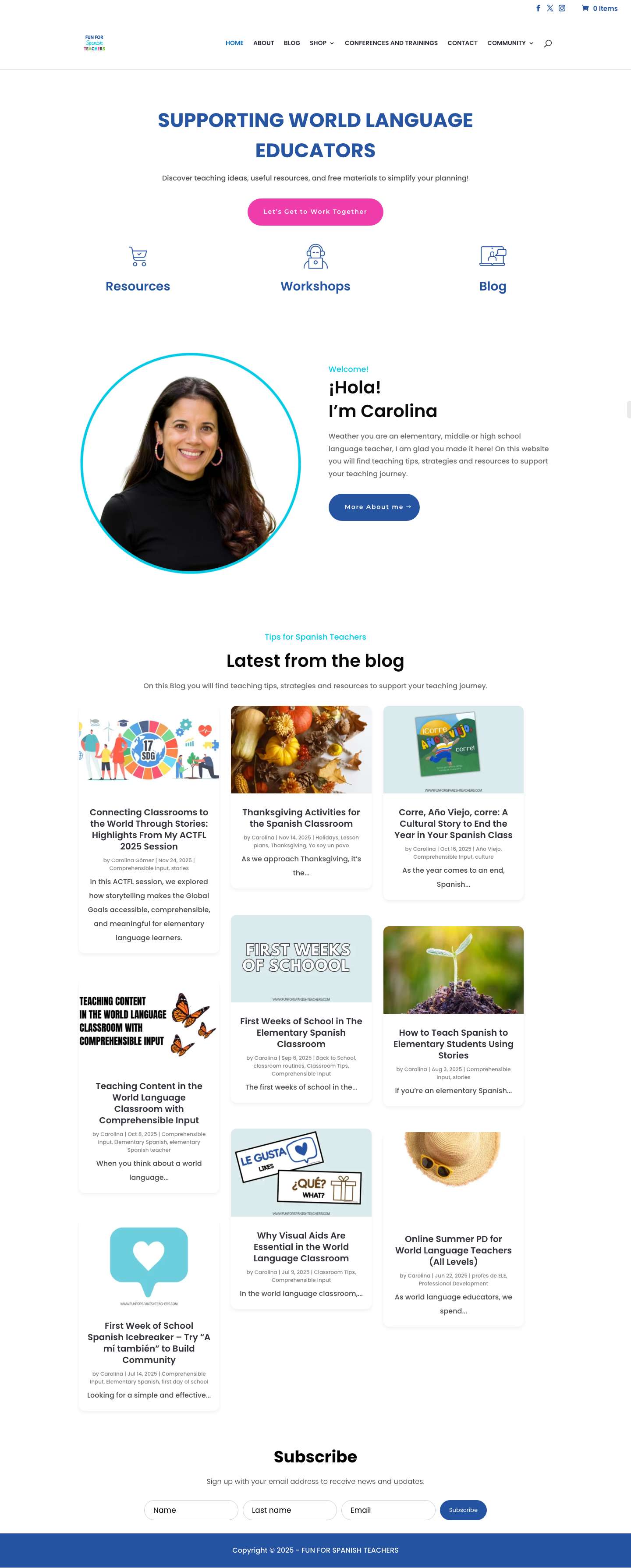 Fun for Spanish Teachers | Teaching tips and resources for preschool and elementary world language teachers. - Full Screenshot