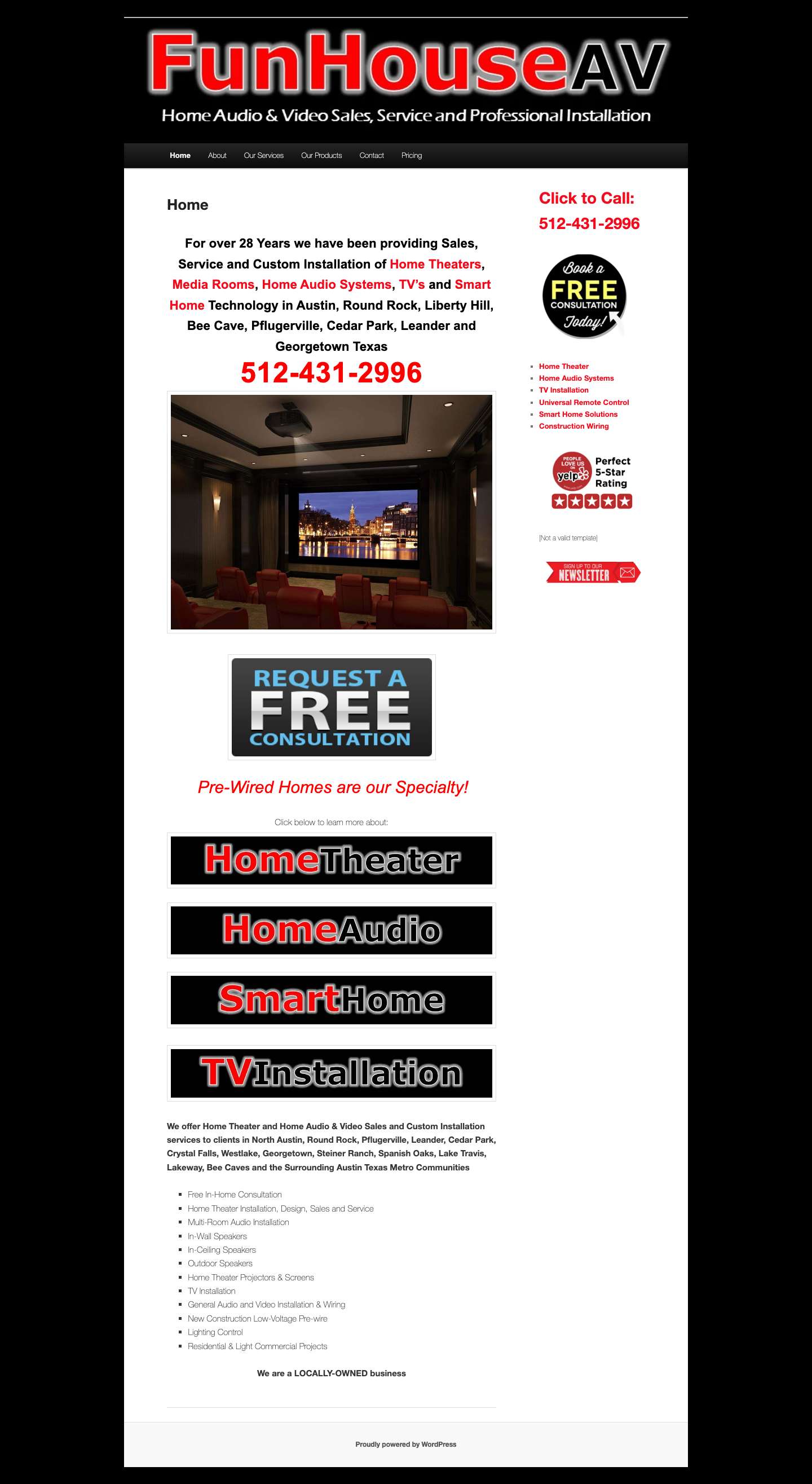 FunHouse AV - Home Theater - Home Audio Systems - Smart Home FunHouse AV - Home Theater - Home Audio Systems - Smart HomeHome Theater and Home Audio Sales and Installation | Round Rock, Georgetown, Leander, Cedar Park Texas | Affordable and easy to use Home Theater, Home Audio systems and Installation since 1997 - Full Screenshot