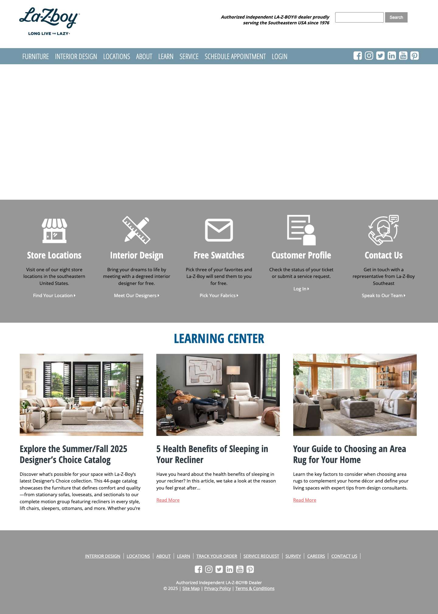 La-Z-Boy Home Furnishings & Décor | Proudly serving the Southeastern USA since 1976 - Full Screenshot