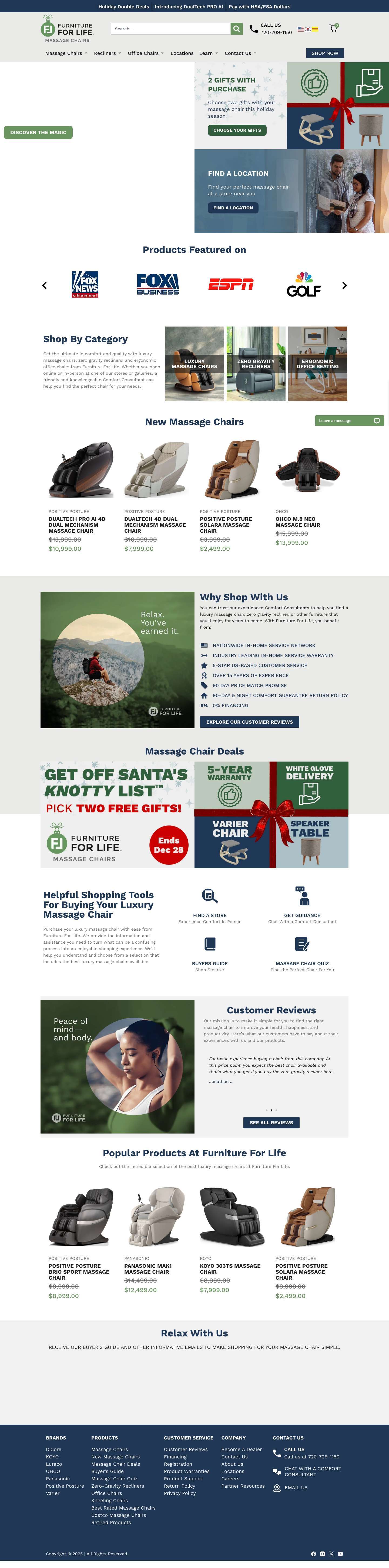 Luxury Massage Chairs, Zero-Gravity Recliners | Furniture For Life - Full Screenshot