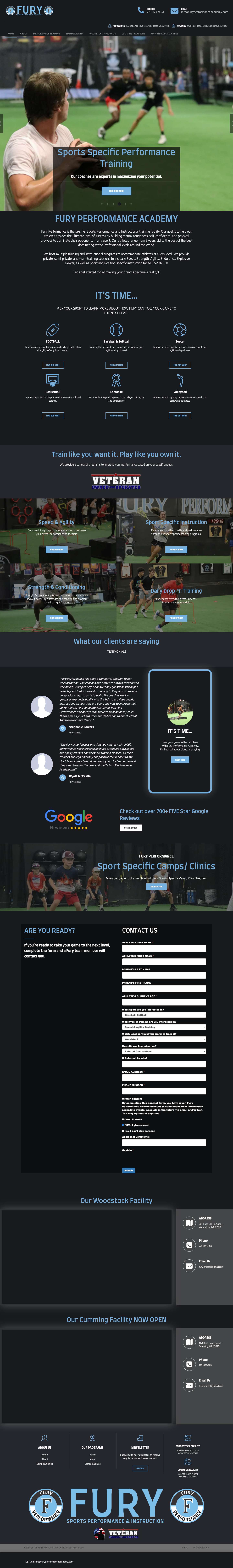 Fury Performance Academy - Sport Performance & Instruction - Full Screenshot