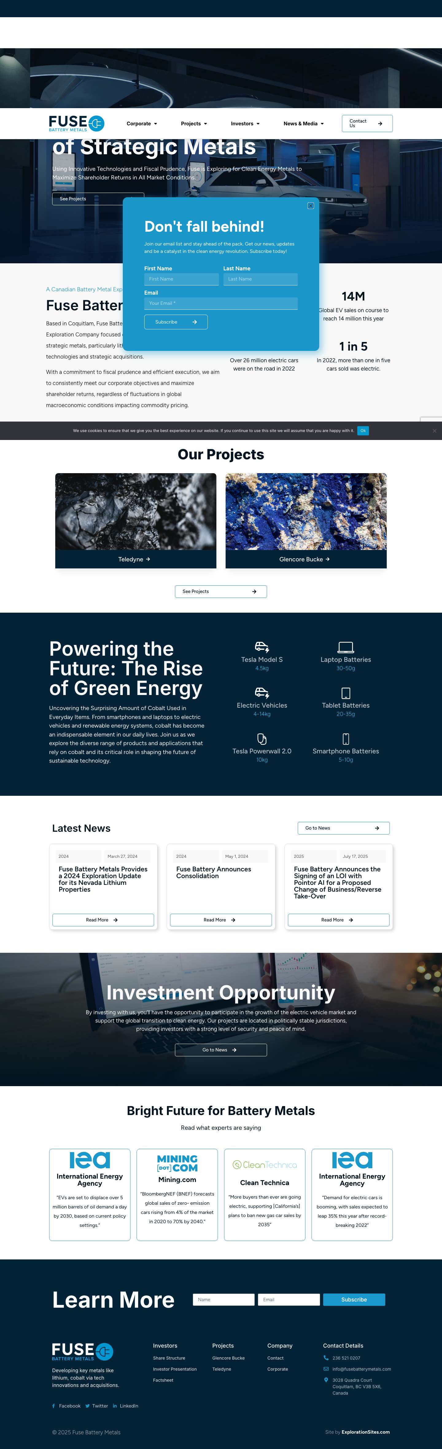 Fuse Battery Metals | Advancing North American Battery Metal Projects - Full Screenshot