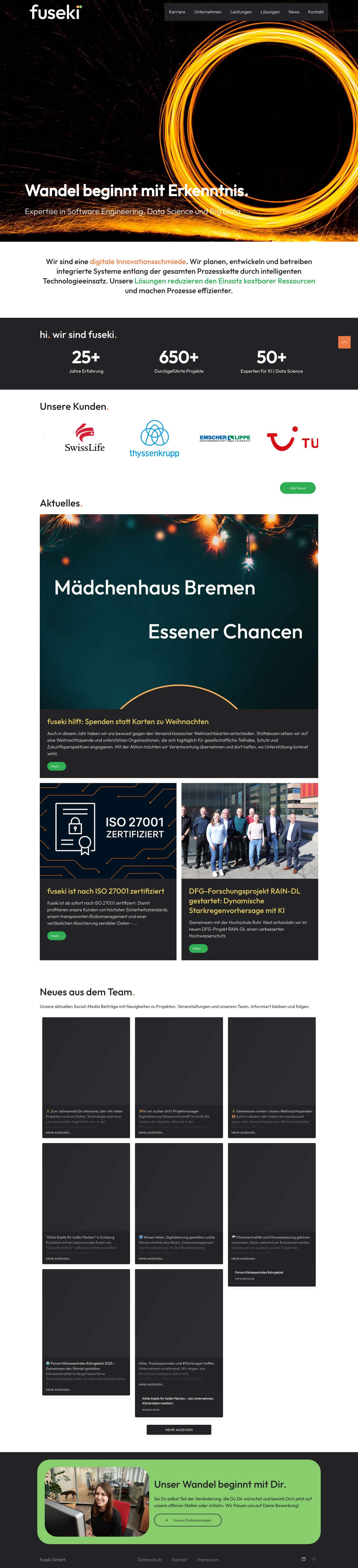 Experten für Künstliche Intelligenz, Data Science und Datenanalyse | fuseki.com | Wandel beginnt mit Erkenntnis - Full Screenshot