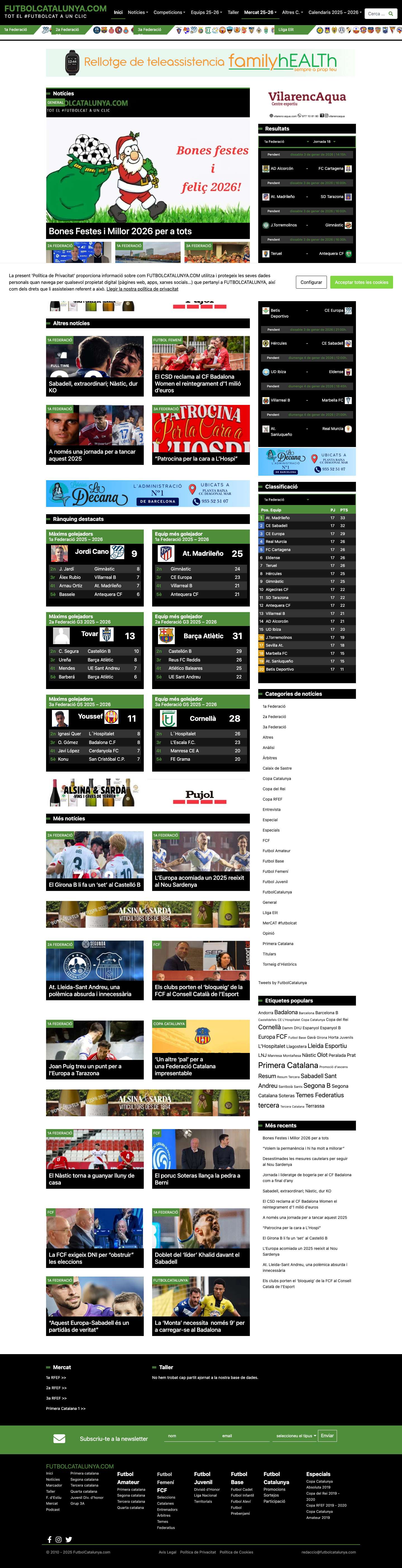 Inici - FutbolCatalunya.com - Full Screenshot