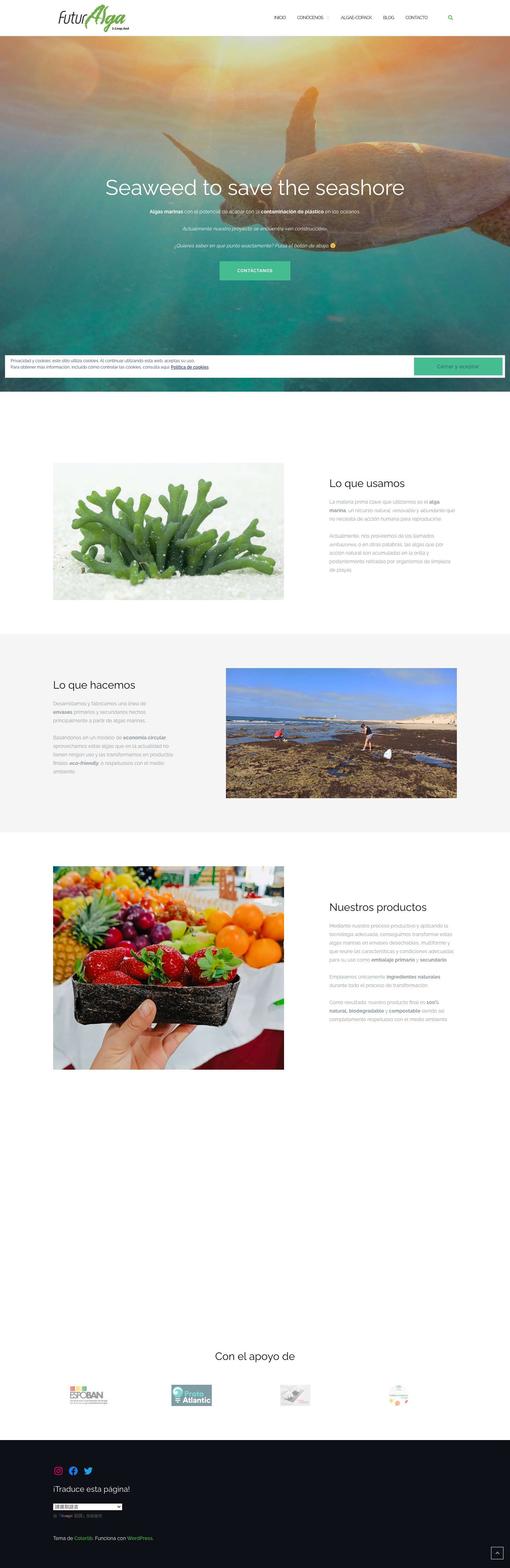 Futuralga — Envases biodegradables hechos de algas marinas - Full Screenshot