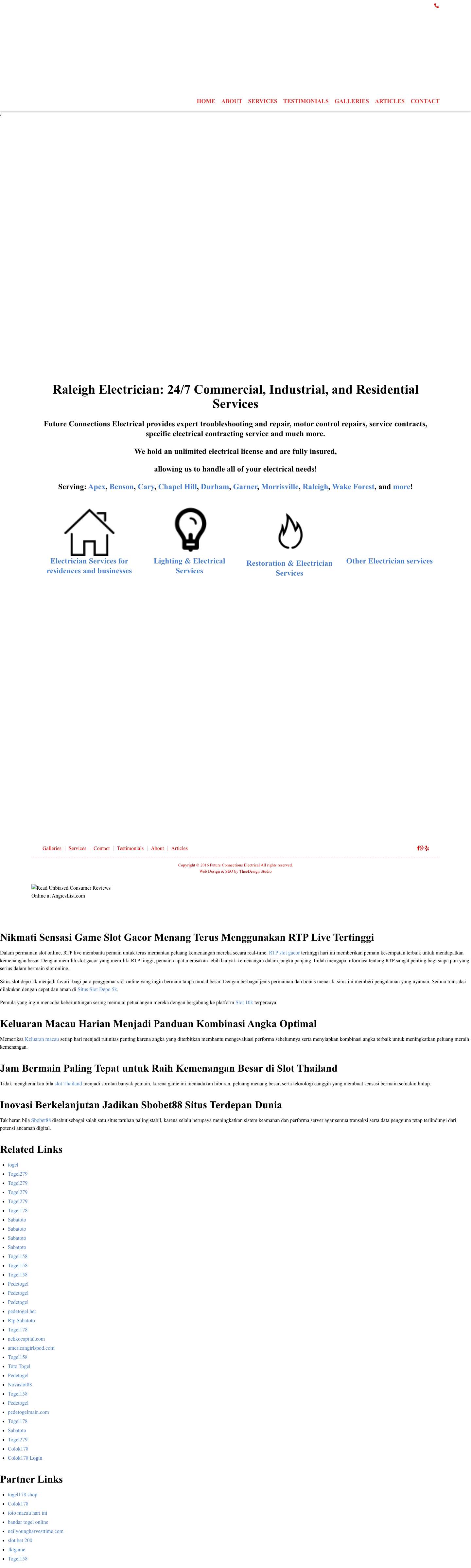 Raleigh, Chapel Hill, Cary Electrician | Future Connections Electrical - Full Screenshot