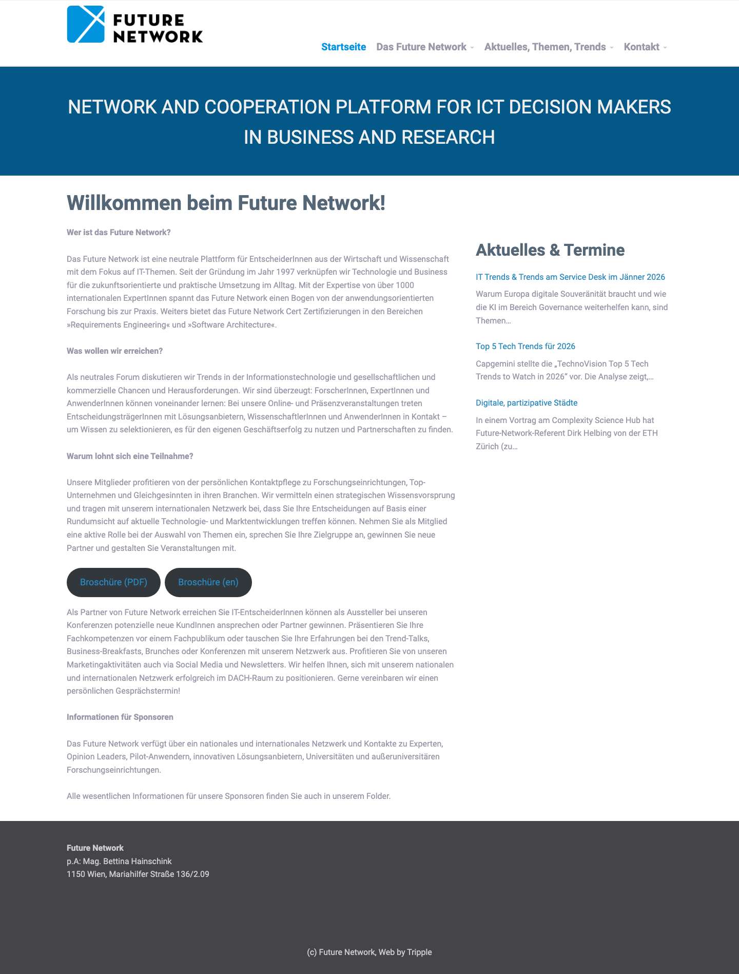 Future Network – Network and Cooperation Platform for ICT Decision Makers in Business and Research - Full Screenshot
