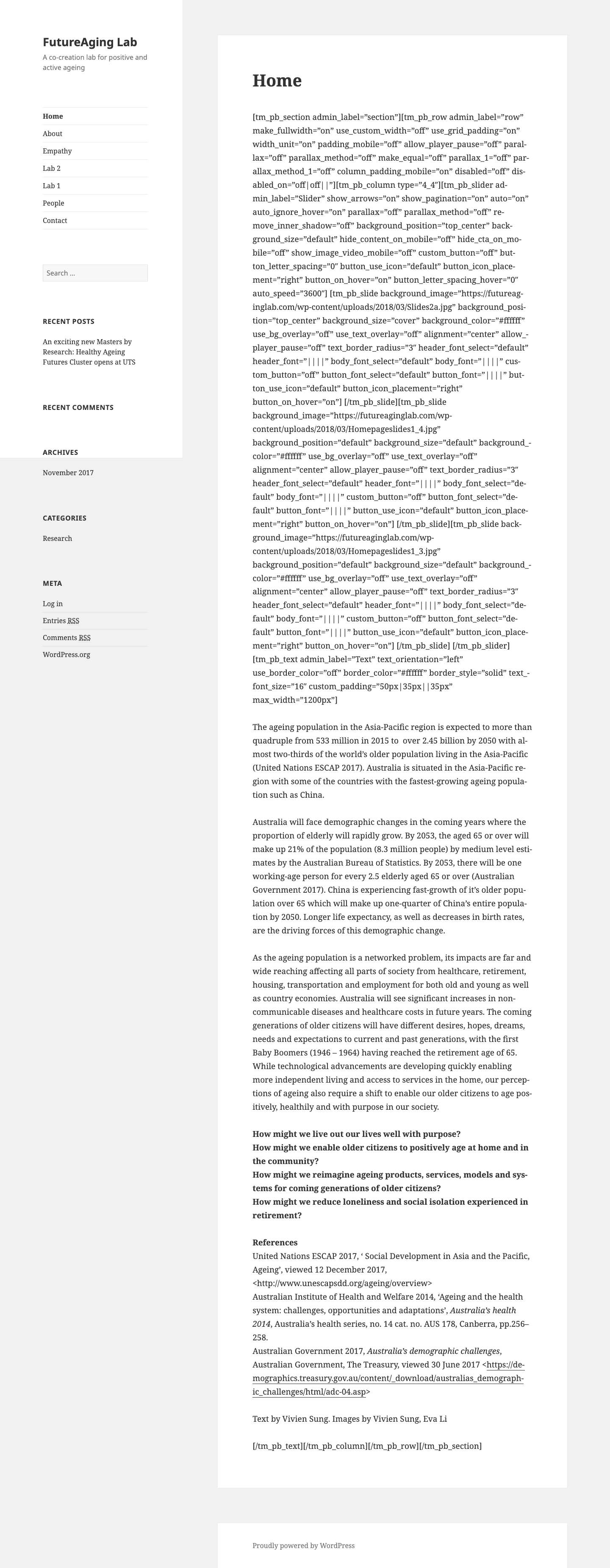 FutureAging Lab – A co-creation lab for positive and active ageing - Full Screenshot