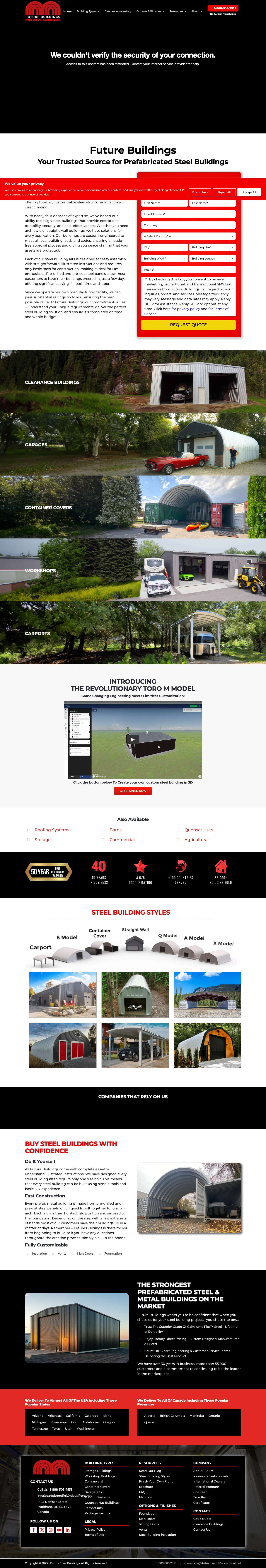 Steel & Metal Buildings Canada & USA | Future Buildings - Full Screenshot