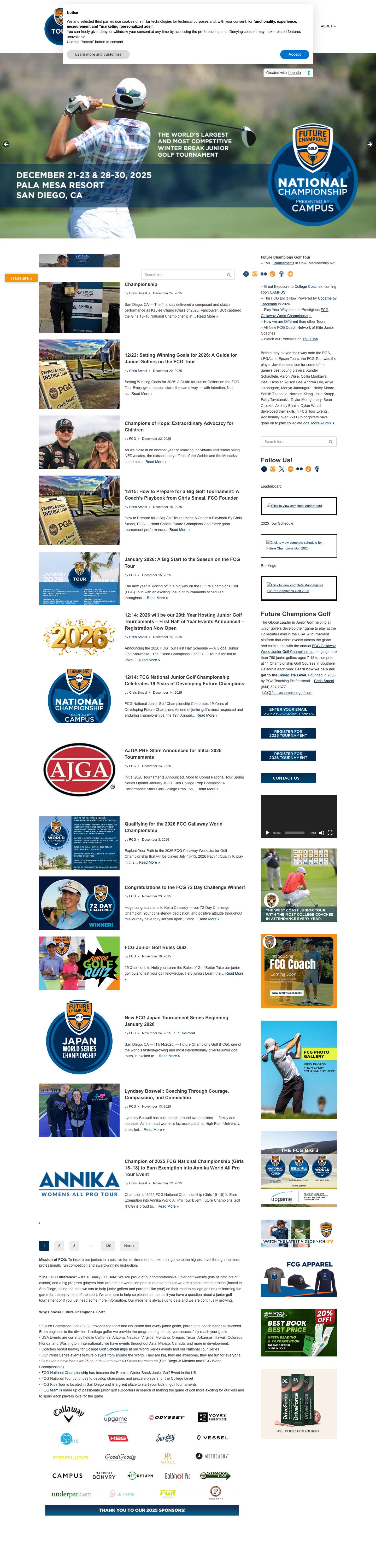 Future Champions Junior Golf Tour- Official Site- Tournaments, Camps, Lessons - Full Screenshot