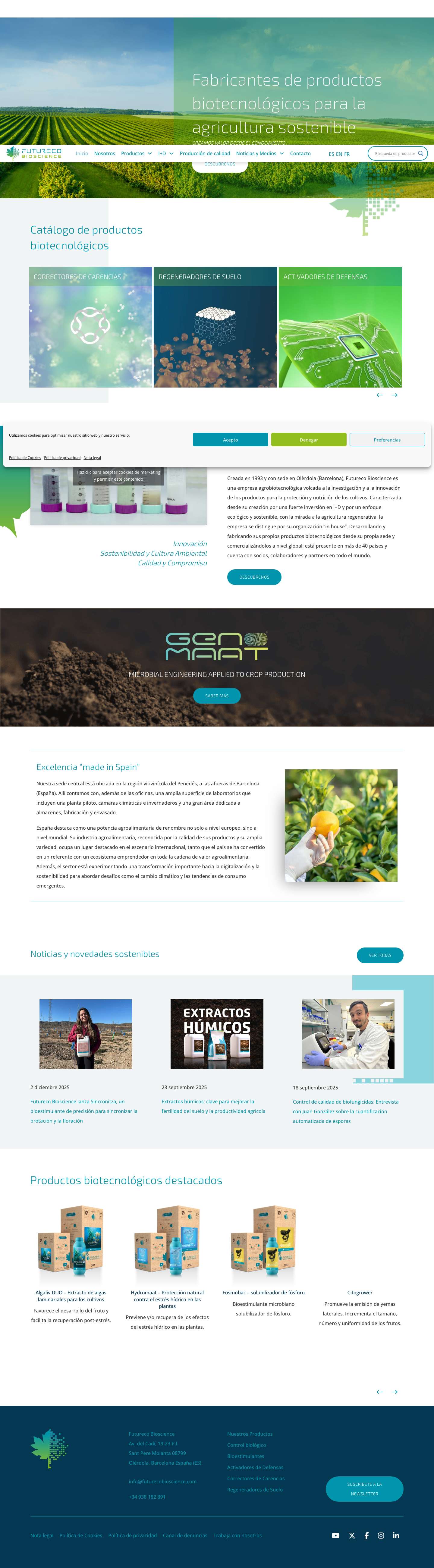 Productos biotecnológicos para agricultura sostenible - Futureco Bioscience - Full Screenshot