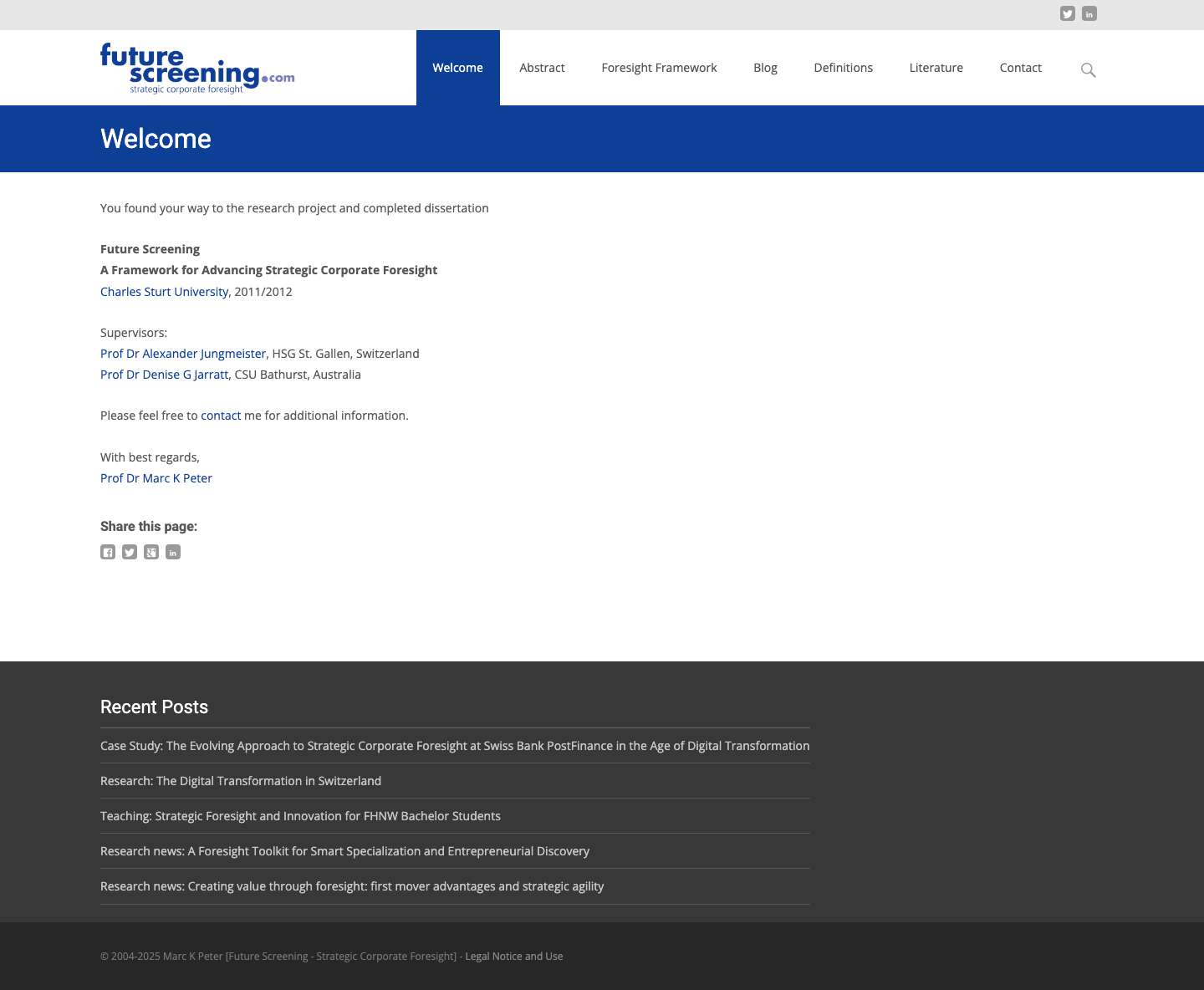 Welcome - Future Screening – Strategic Corporate Foresight - Full Screenshot