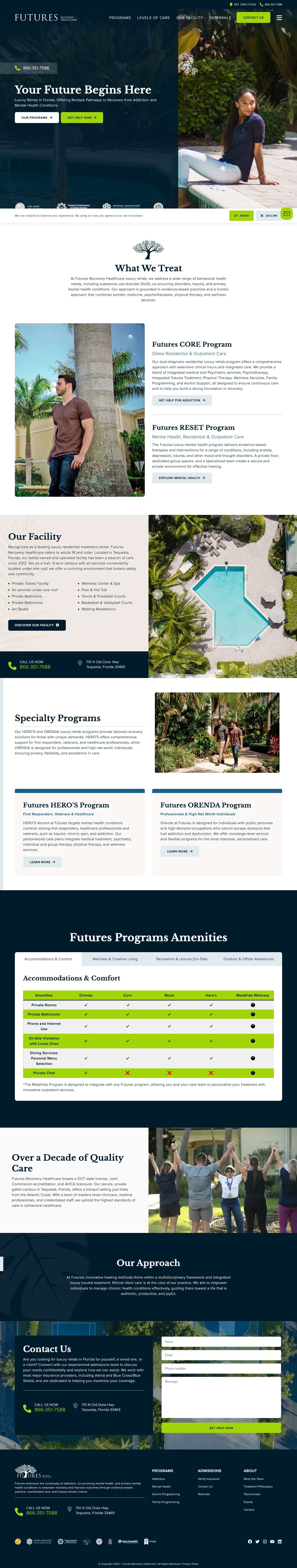 Luxury Rehab in Florida | Futures Recovery Healthcare - Full Screenshot