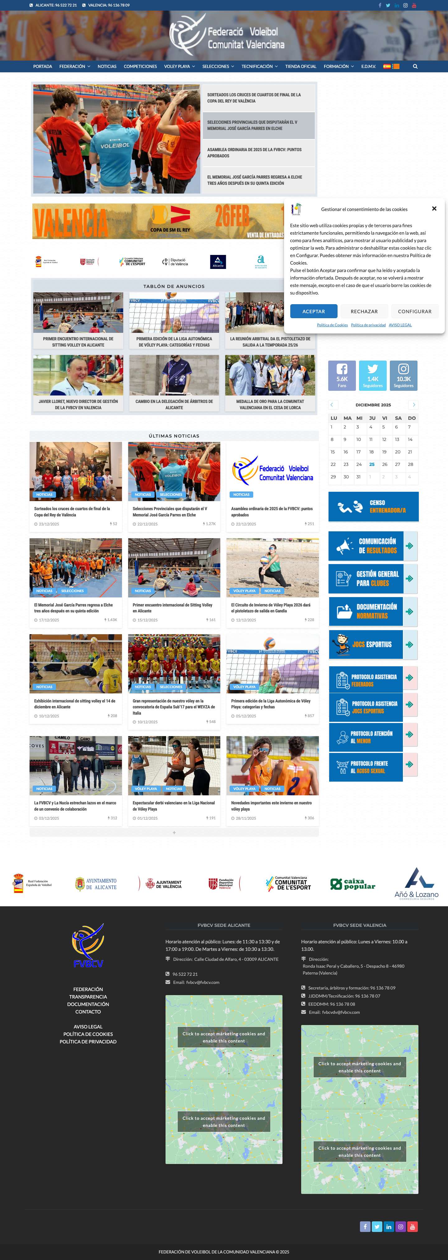 Federación de Voleibol de la Comunitat Valenciana – FVBCV - Full Screenshot