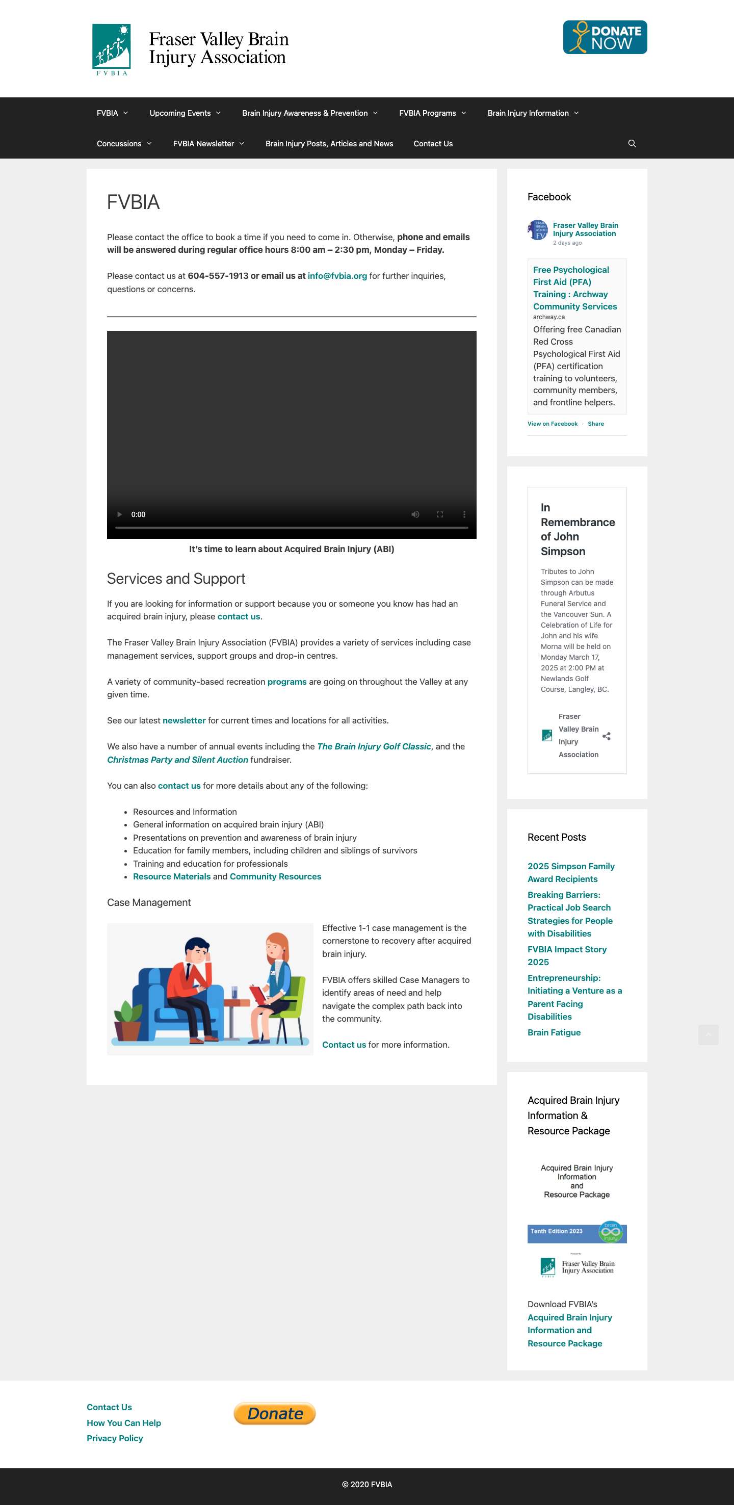 Fraser Valley Brain Injury Association – brain injury - Full Screenshot