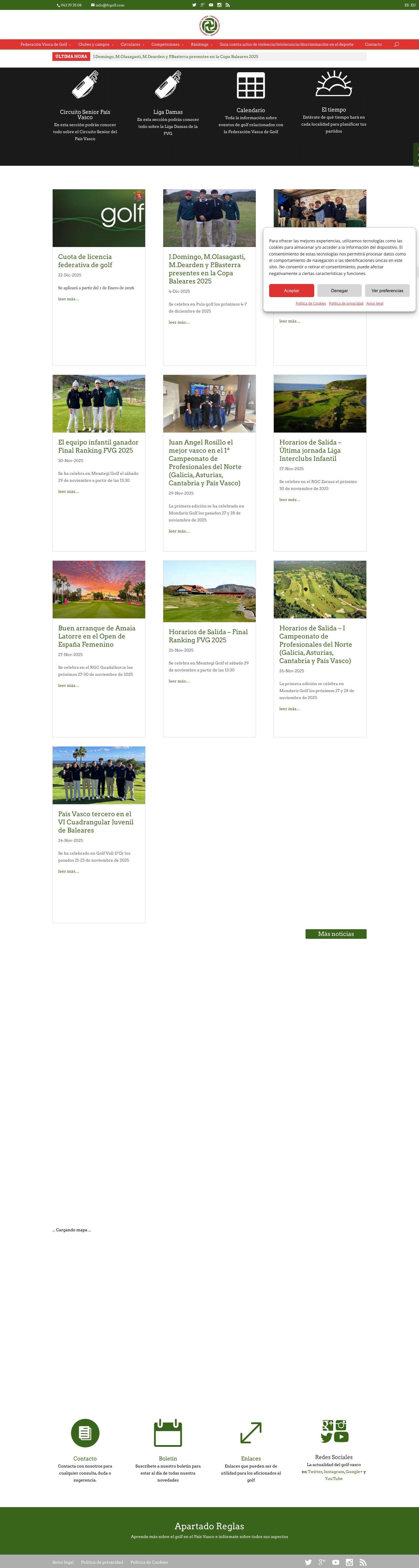Federación Vasca de Golf | Información del golf vasco - Full Screenshot