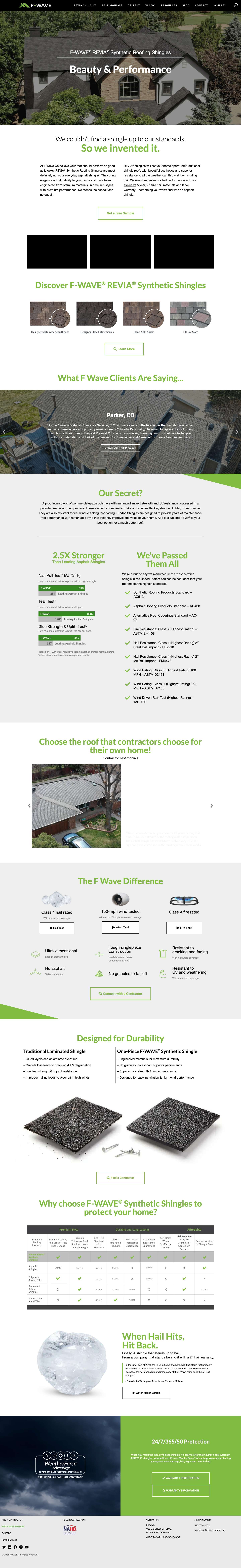 F Wave Synthetic Shingles | Impact Resistant | Slate & Shake - Full Screenshot