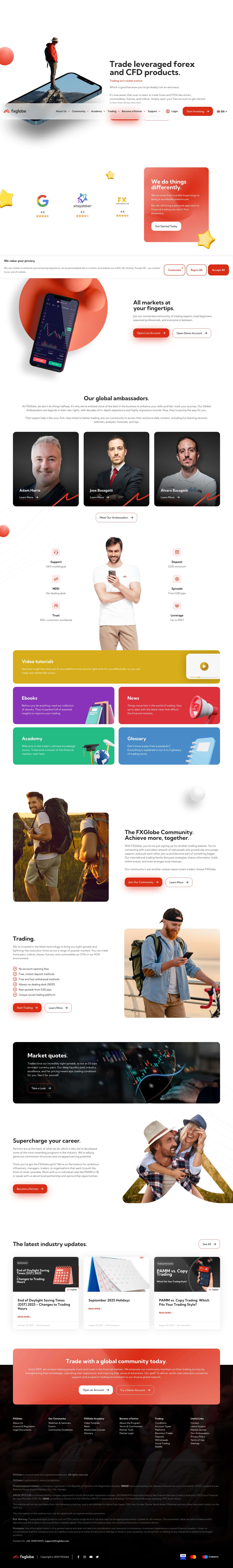 FXGlobe | Start Investing - Trade Leveraged CFD Products - Full Screenshot