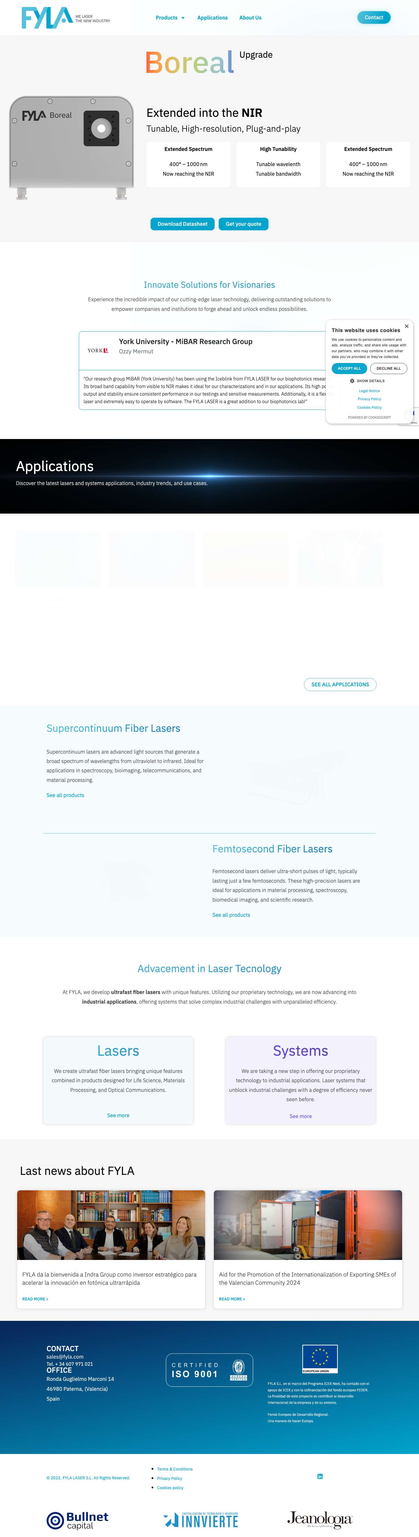 FYLA: Industrial Lasers - Scientific Lasers | Singularity & Quality - Full Screenshot
