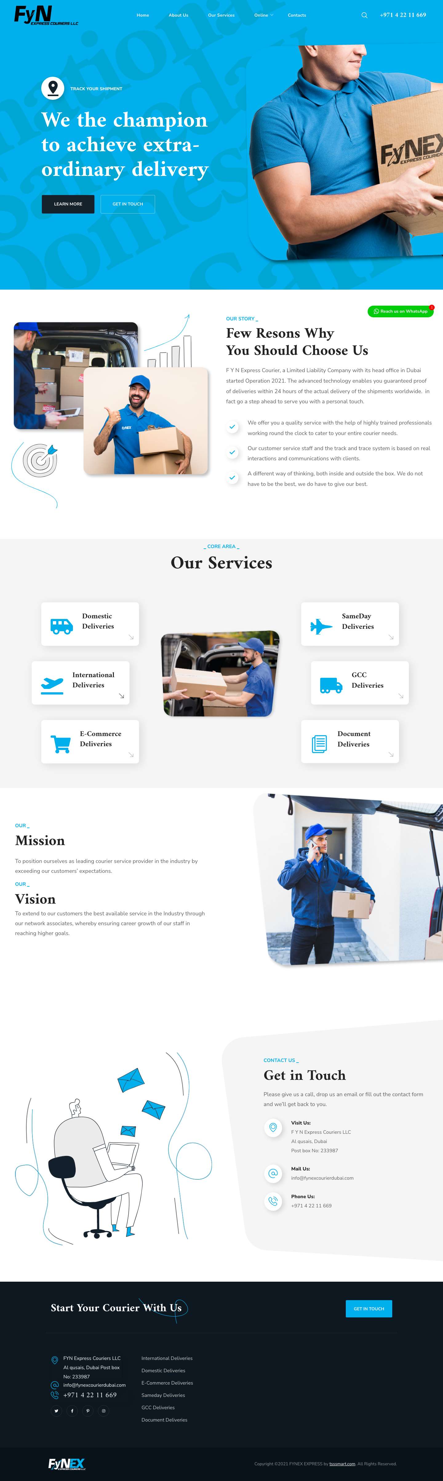 F Y N Express Courier – Courier Services In Dubai - Full Screenshot