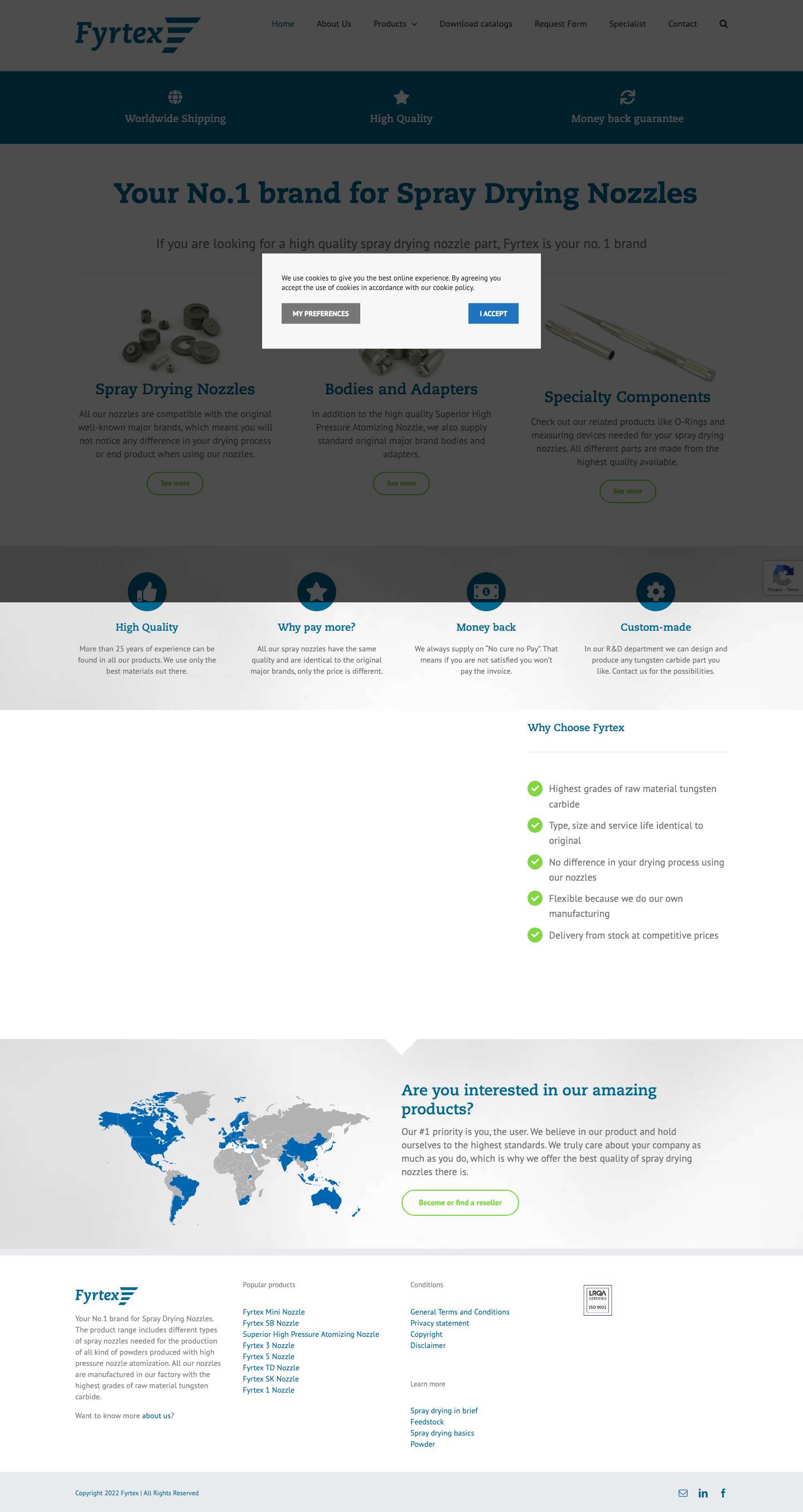 Fyrtex: No.1 brand for Spray Drying Nozzles - Full Screenshot