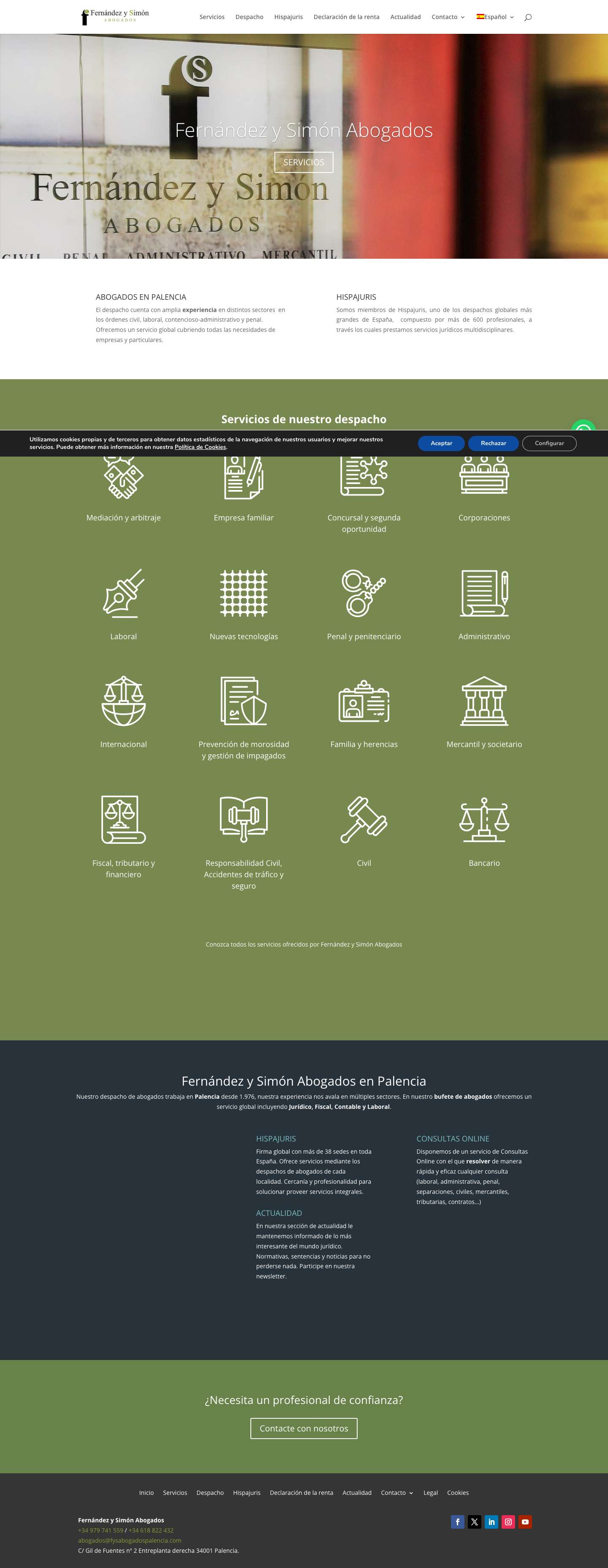 Fernández y Simón, Abogados en Palencia, Despacho profesional - Full Screenshot