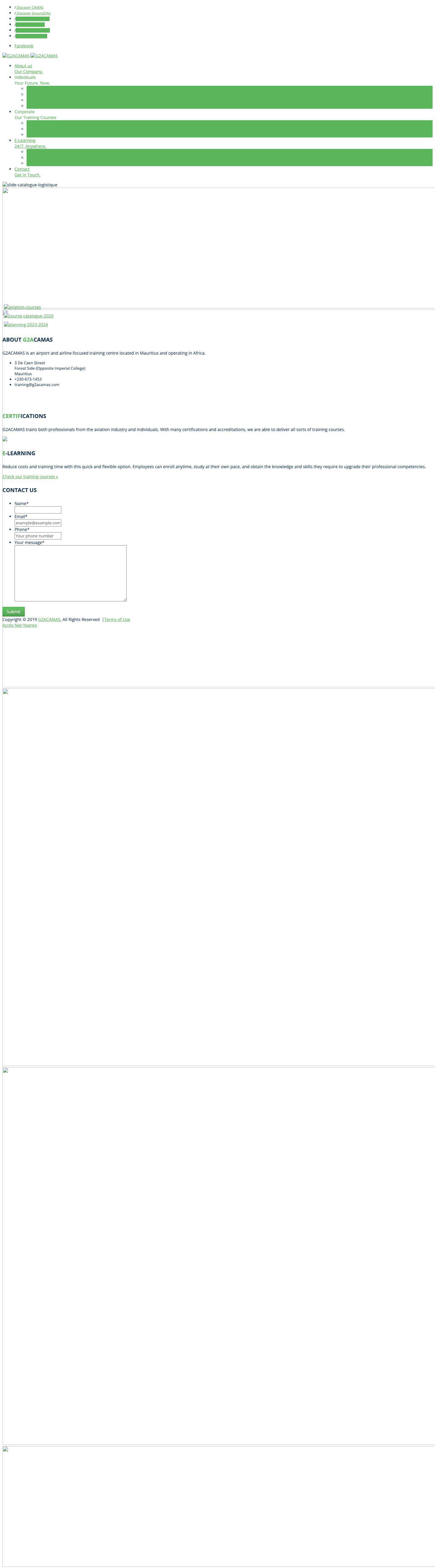 G2ACAMAS | An airport and airline-focused training centre located in Mauritius - Full Screenshot