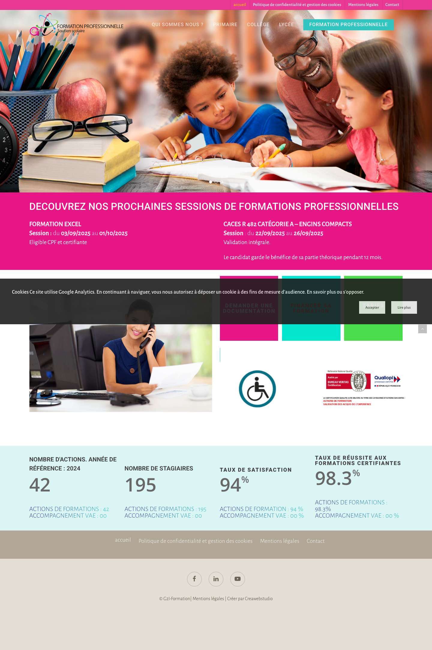 G2i Formation – Soutien scolaire et formation professionnelle - Full Screenshot