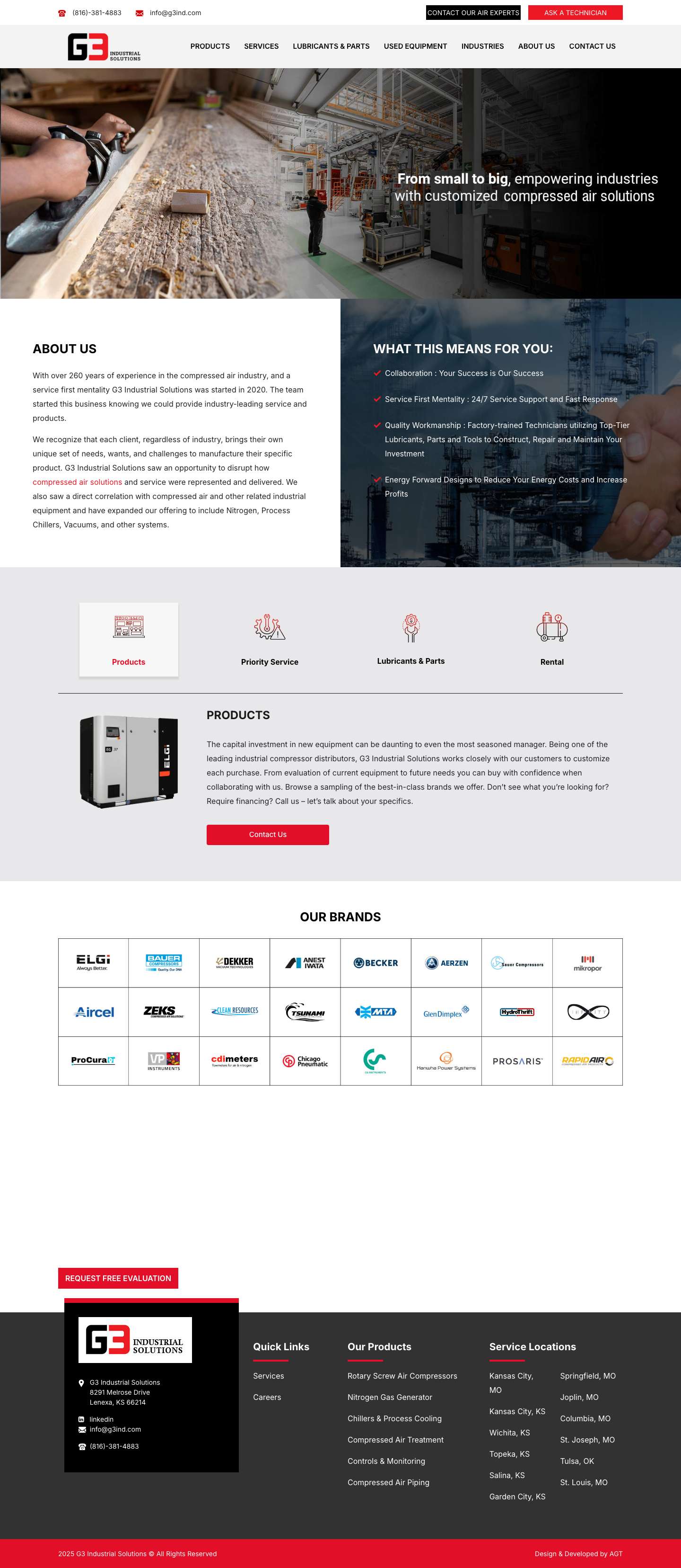 ELGi Air Compressor Distributor | G3 Industrial Solutions - Kansas USA - Full Screenshot