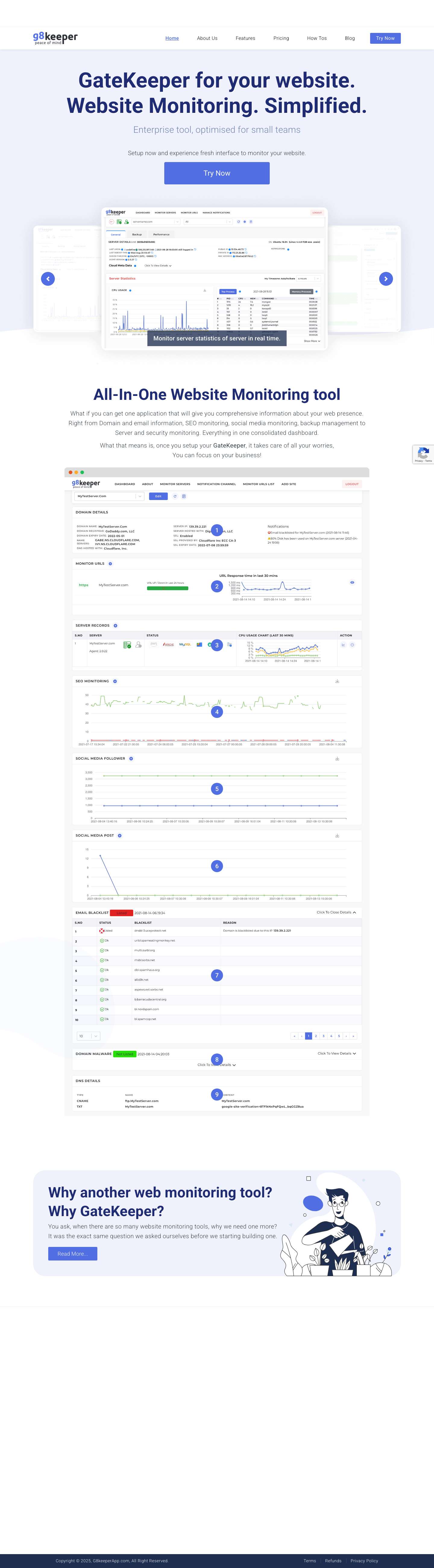 g8keeper – Website Monitoring Simplified - Full Screenshot